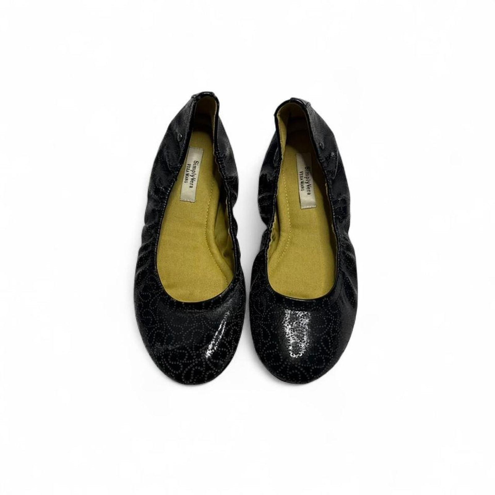 Vera Wang Simply Vera Wang Patterned Black leather ballet flats size 8 Size US 8 / IT 38 - 8 Thumbnail
