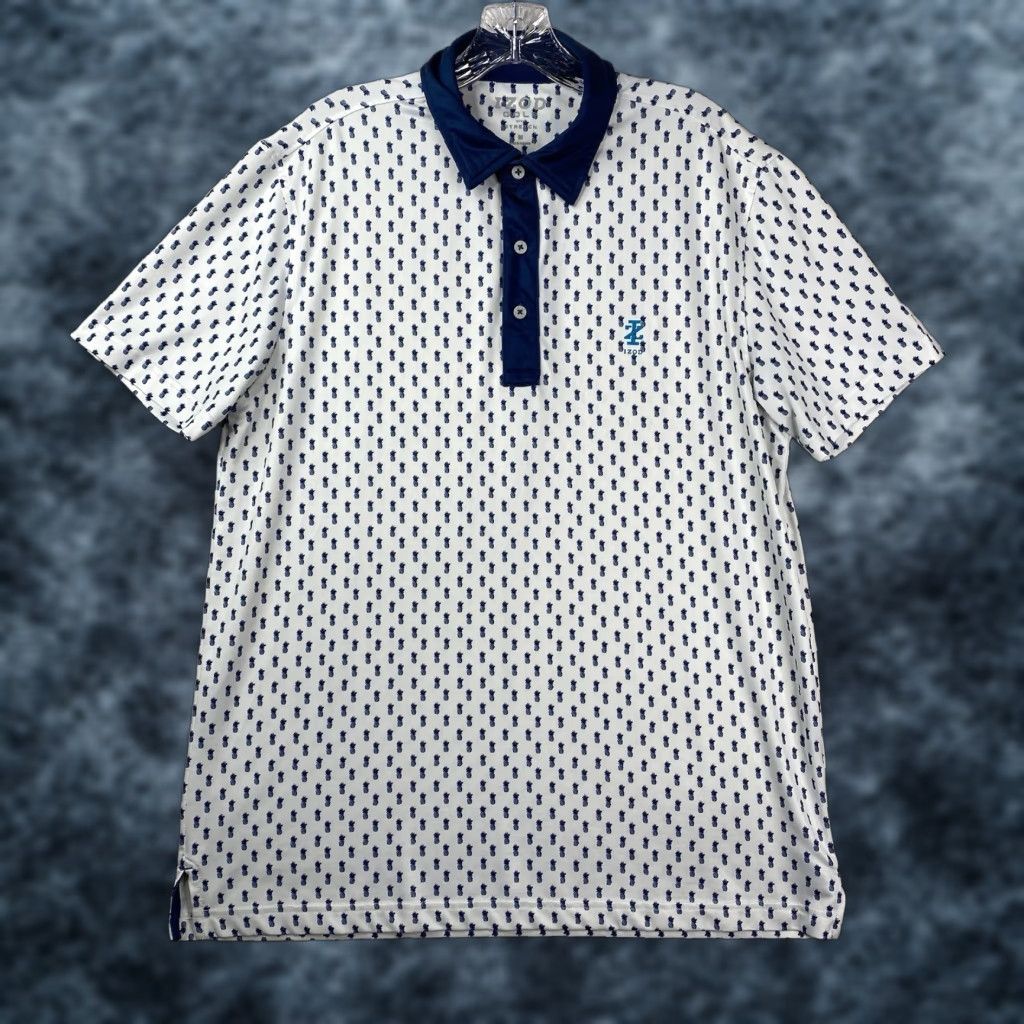 Izod IZOD Golf Polo Mens M Pineapple All Over Print Performance Cruise Hawaiian Shirt Regular White 90s Beach Golf Mens Size US M / EU 48-50 / 2 - 1 Thumbnail