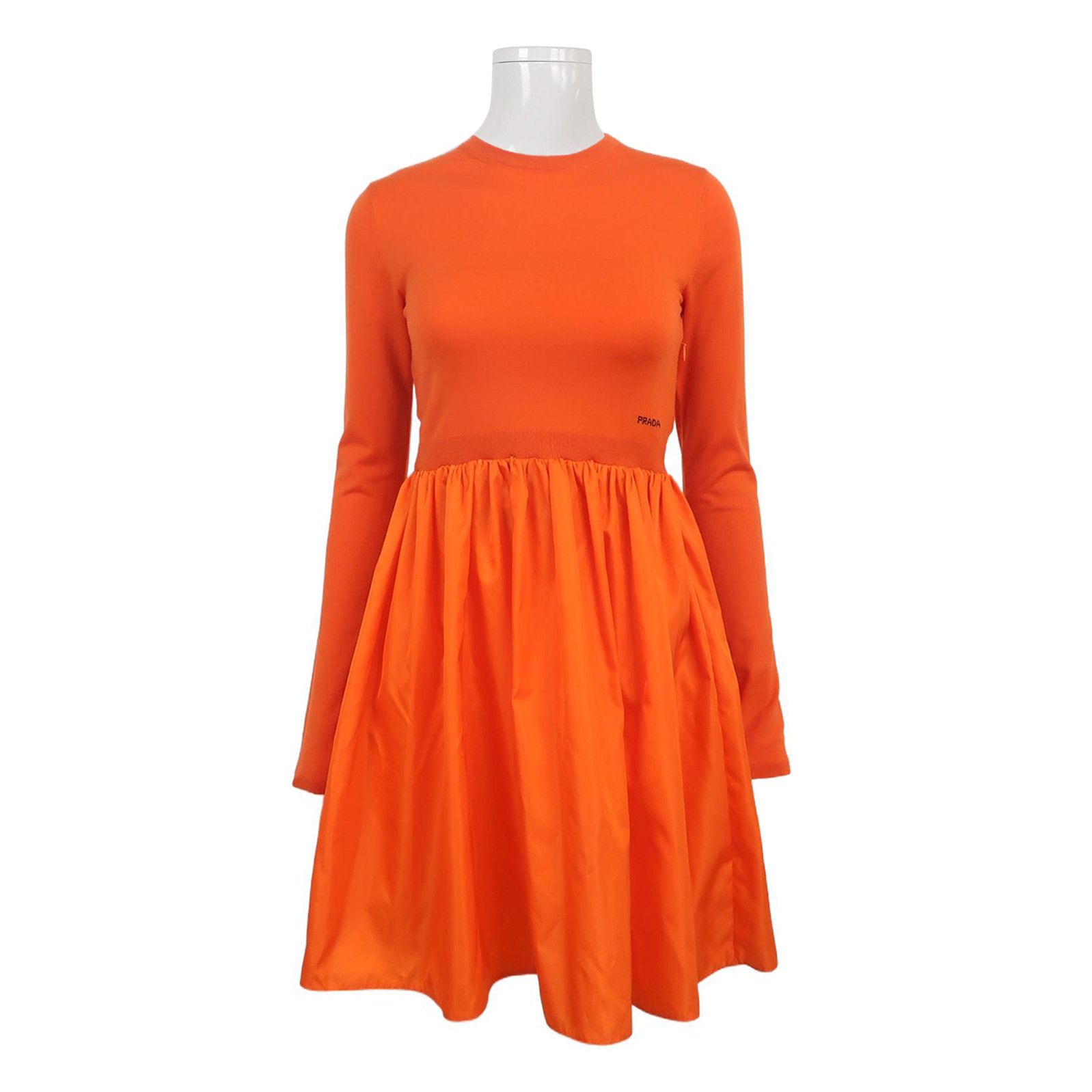 Prada Prada Orange Wool Logo Dress for Women - dmc Size M / US 6-8 / IT 42-44 - 1 Thumbnail
