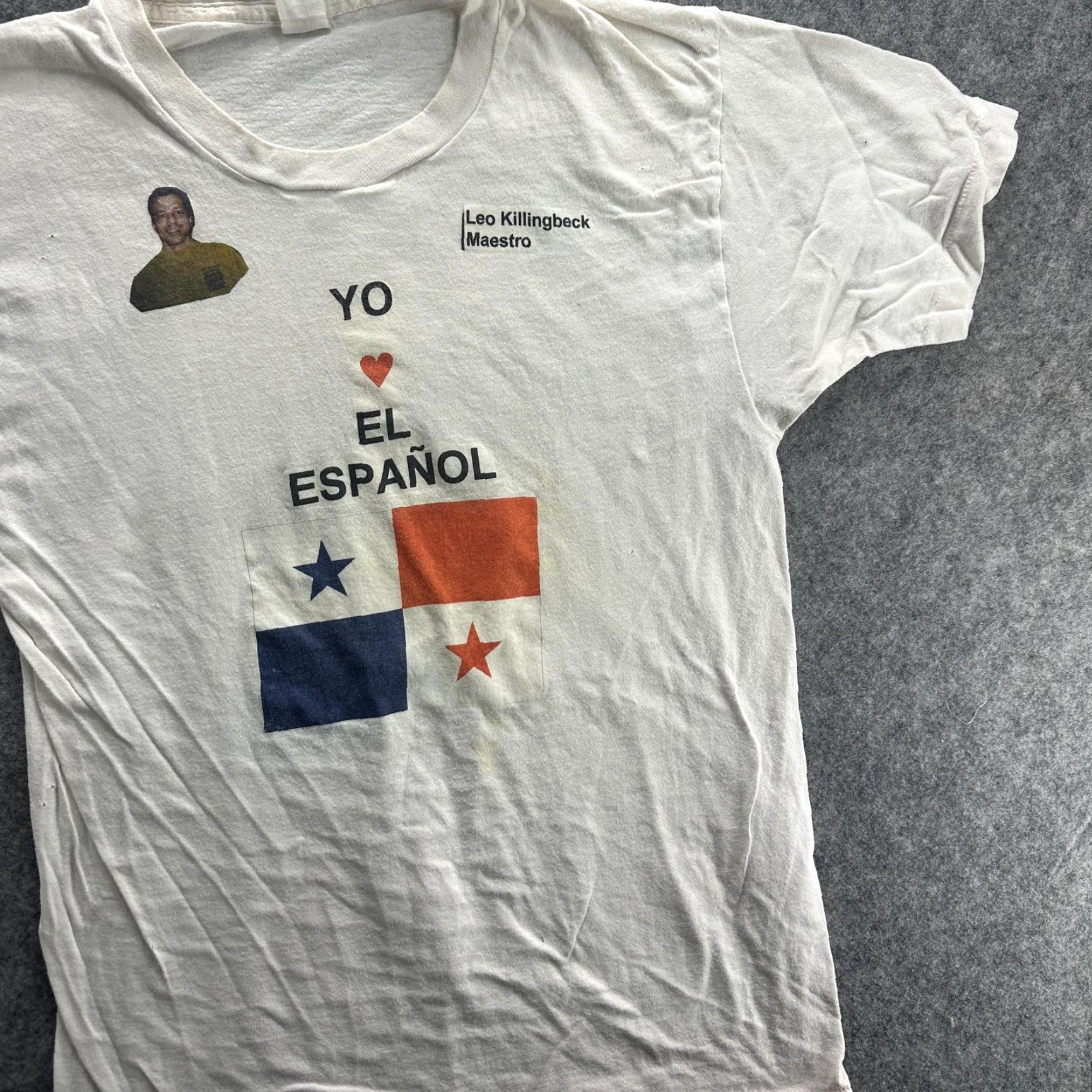 Fruit Of The Loom VINTAGE Fruit of the Loom T-Shirt Men's Large White Panama Flag IES Language 90s Graphic Tee Size US L / EU 52-54 / 3 - 3 Thumbnail