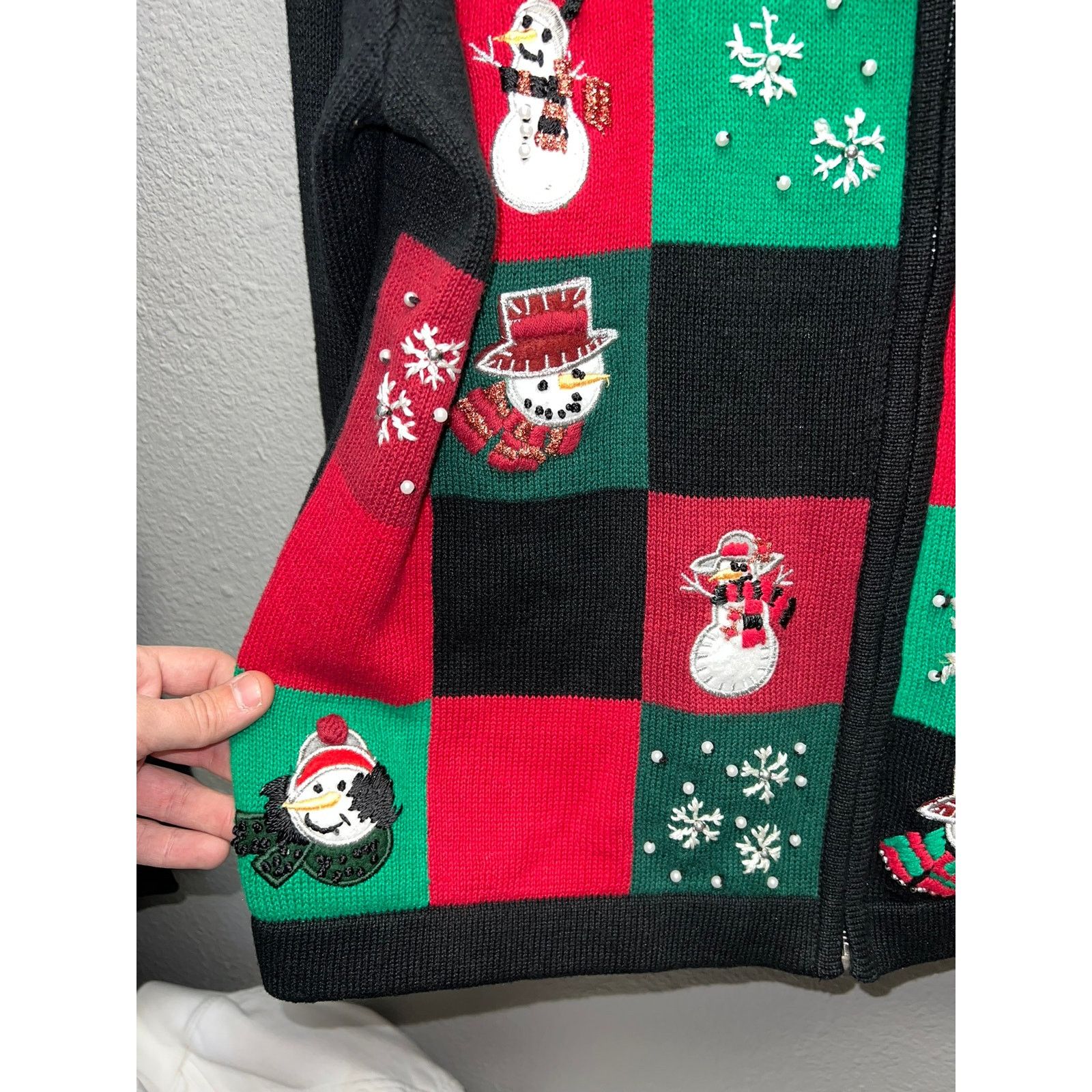 Vintage Womens Basic Editions Holdiay Christmas Sweater Full Zip L Size L / US 10 / IT 46 - 2 Thumbnail