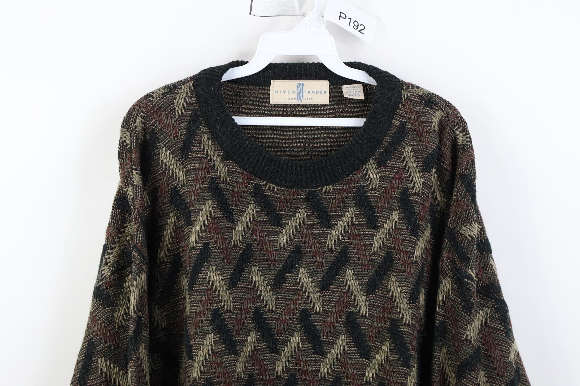 Vintage Vintage 90s Streetwear Knit Earth Tone Zig Zag Sweater Size US XL / EU 56 / 4 - 2 Thumbnail