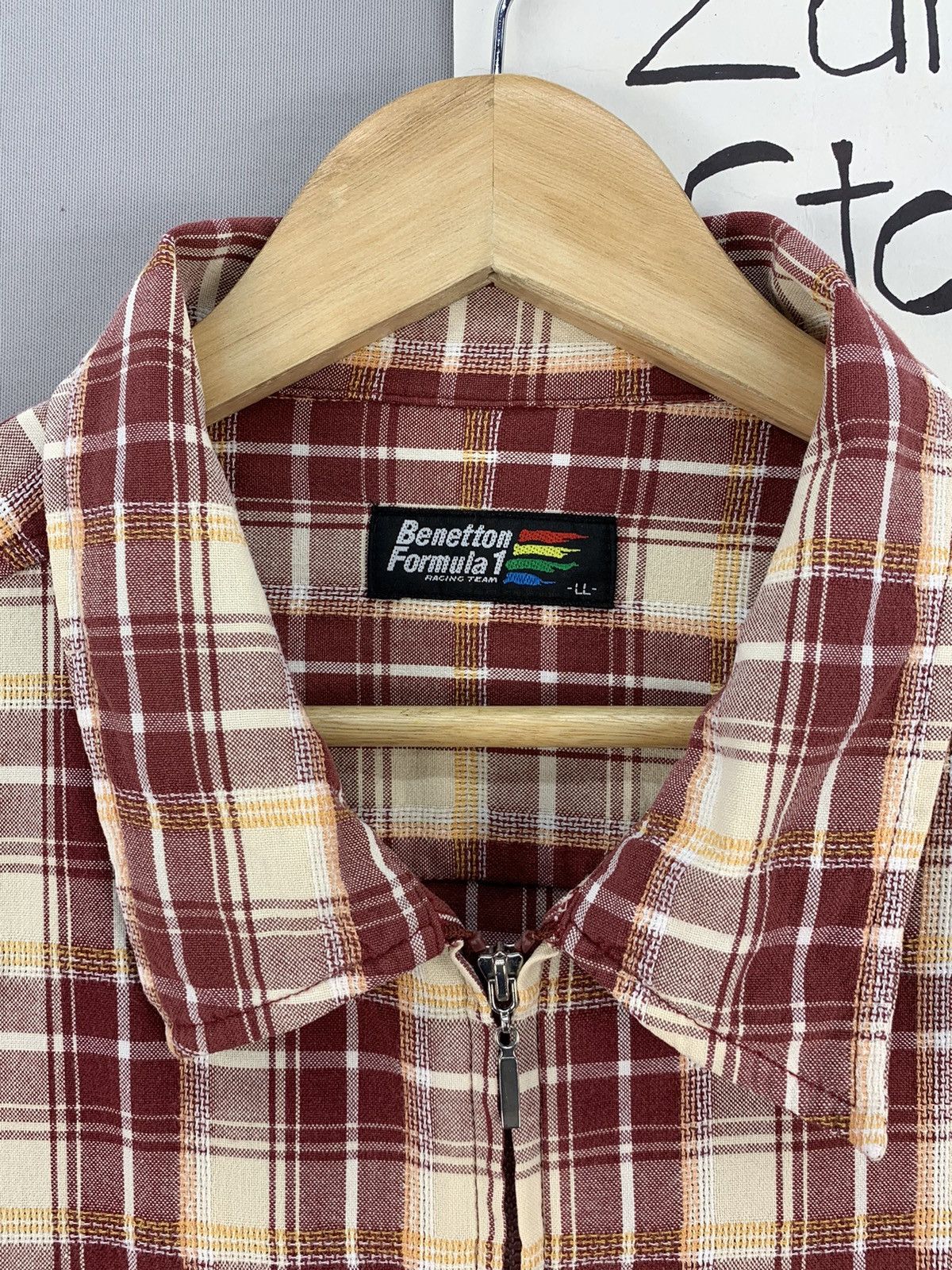 Formula 1 Benetton Formula 1 Vintage Plaid Zipper Flannel Jacket Size US L / EU 52-54 / 3 - 9 Thumbnail