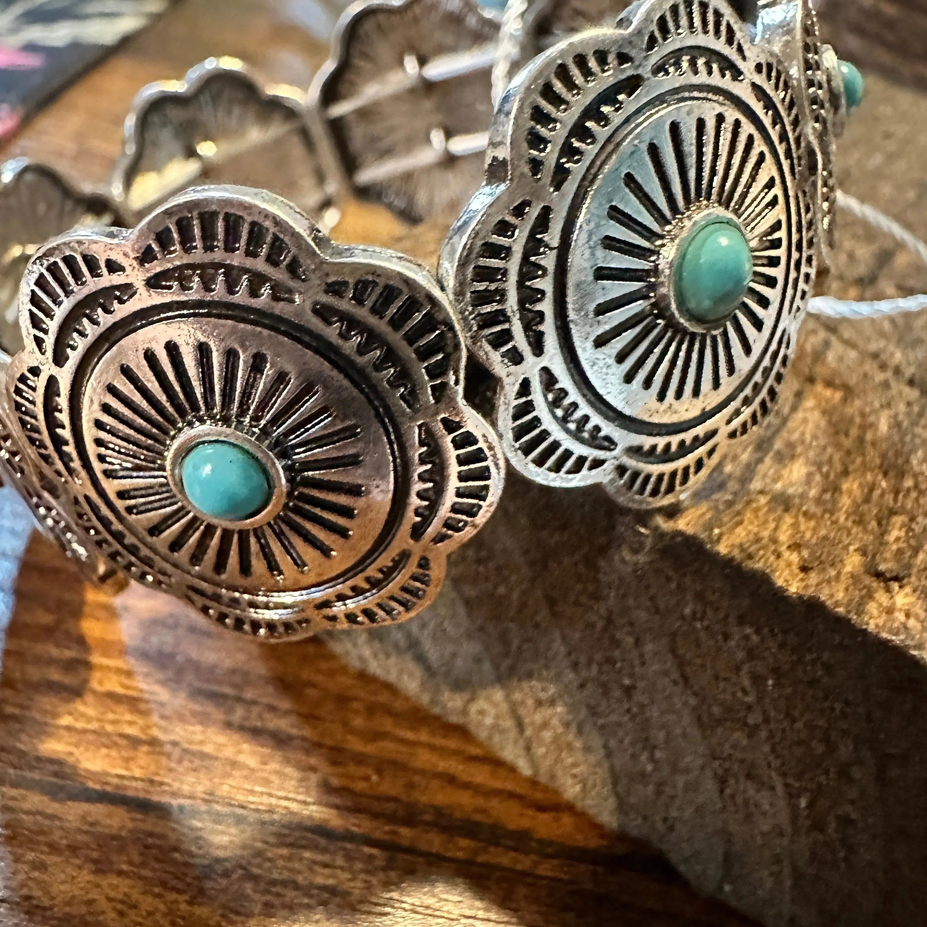 Other Handcrafted Boho Cowgirl Bracelet, Western Turquoise Floral Size ONE SIZE - 1 Thumbnail