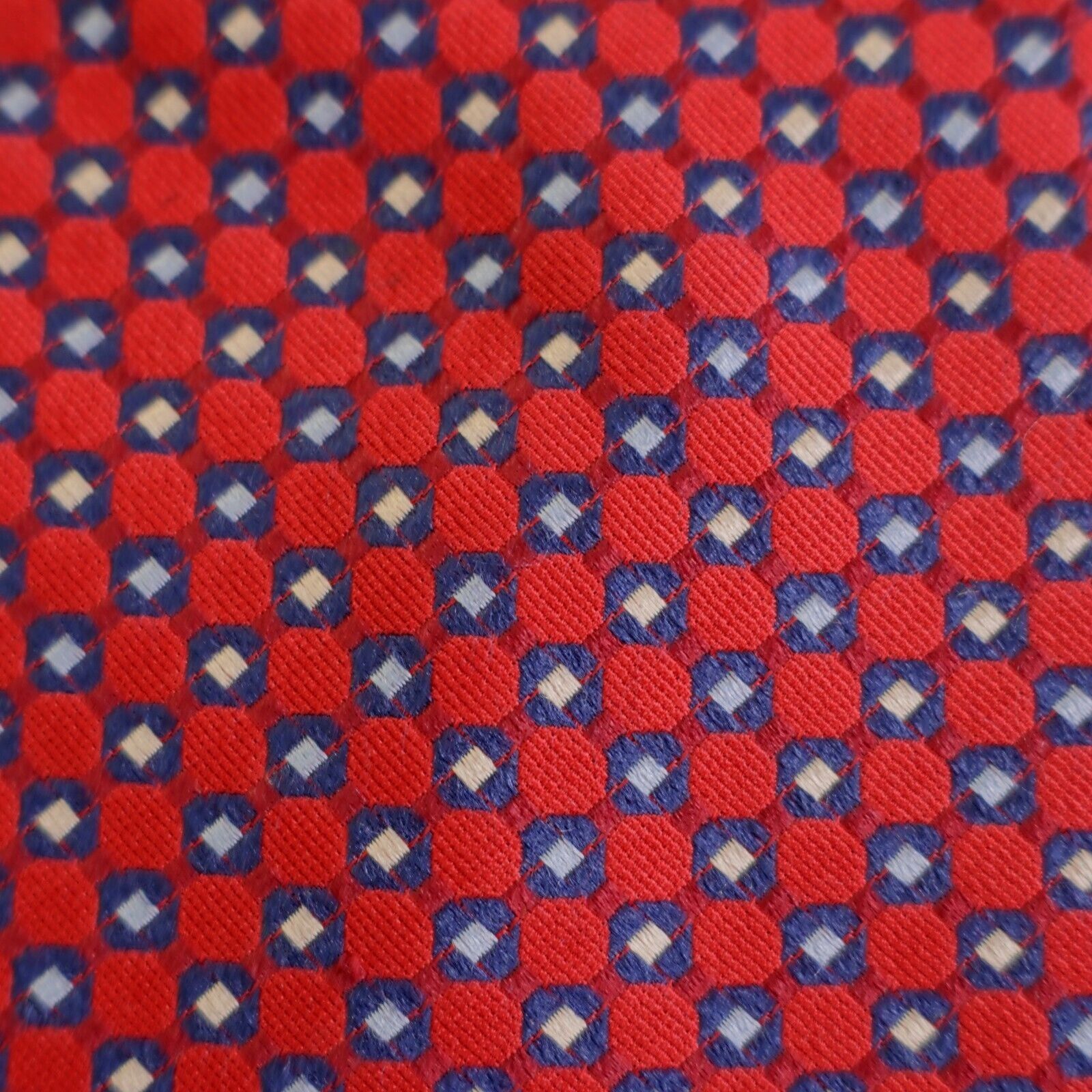 Nautica Nautica Red Blue Geometric Woven Wide Silk Tie Size ONE SIZE - 2 Thumbnail
