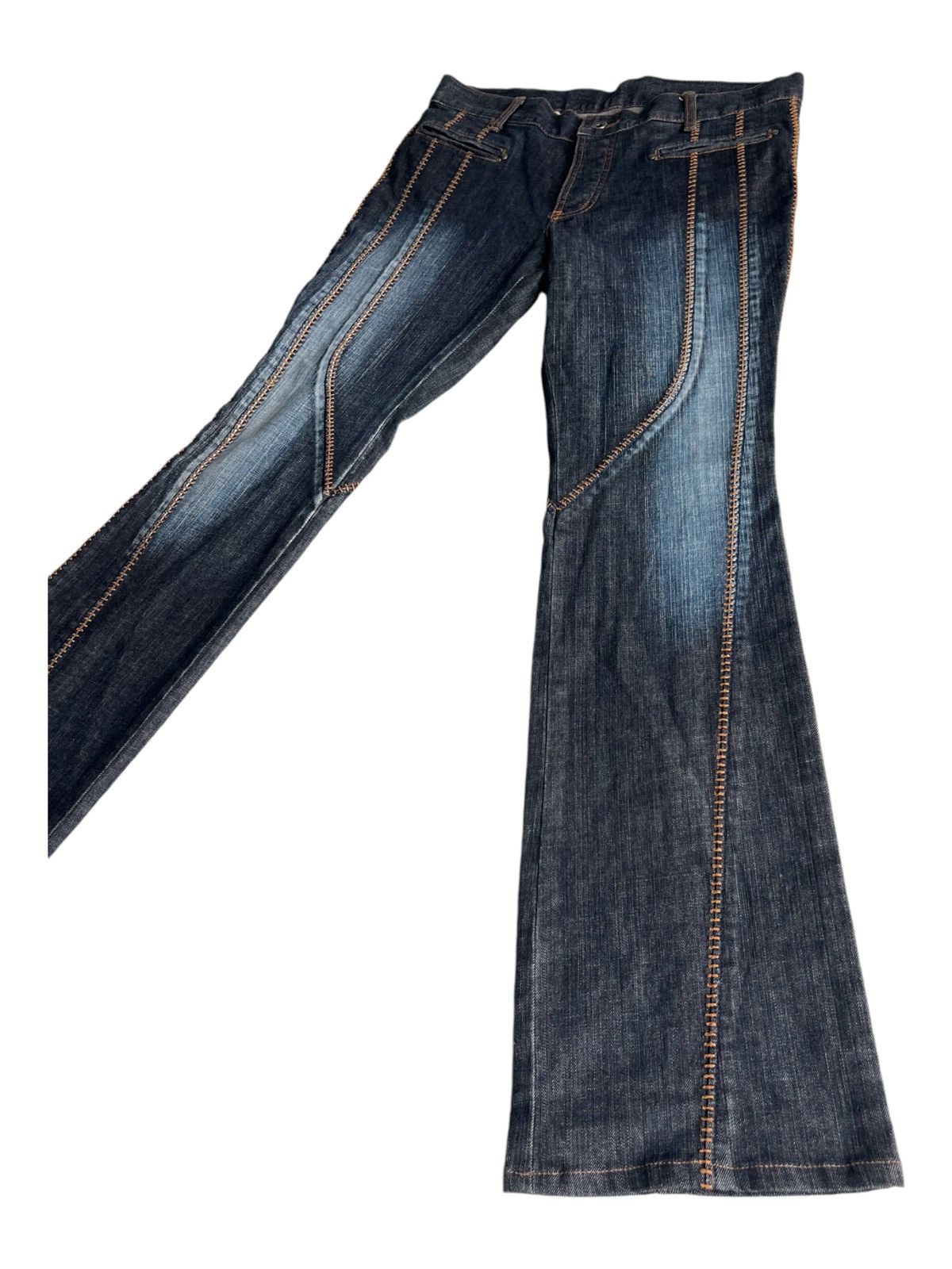 5351 POUR LES HOMMES Y2K 5351 Pour Les Hommes Big Flare Hem Stitching Denim Jeans Size US 34 / EU 50 - 7 Thumbnail