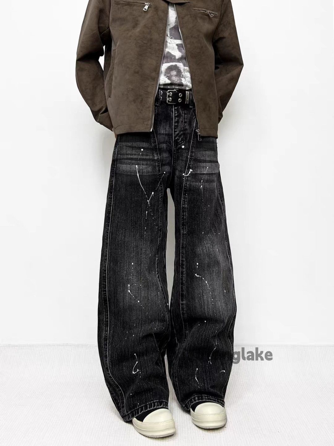 Jean Custom washed faded loose baggy skate hiphop paint jeans Size US 30 / EU 46 - 4 Thumbnail