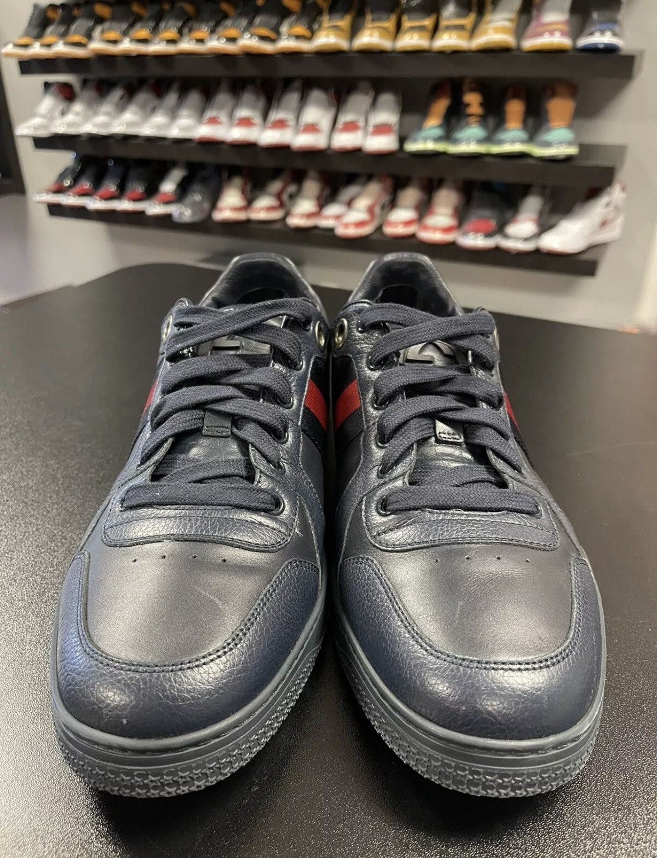 Gucci Size 9.5US/9G - Gucci Coda Leather Web Stripe Navy Blue Low Size US 9.5 / EU 42-43 - 2 Thumbnail