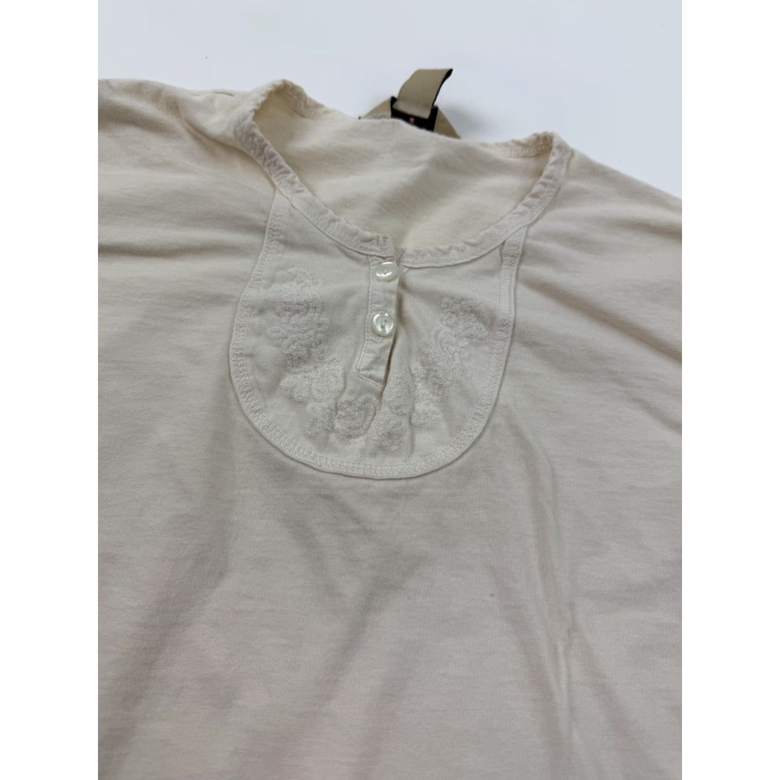 Vintage Woolrich Shirt Womens M White Henley Long Sleeve Embroidered Knit Top Size M / US 6-8 / IT 42-44 - 4 Thumbnail