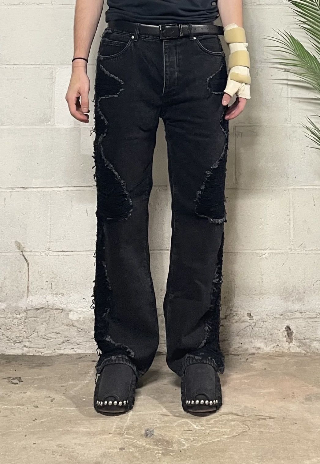Designer × Japanese Brand × Vintage Faisean Dia black distressed perimeter denim jeans Size US 32 / EU 48 - 4 Thumbnail