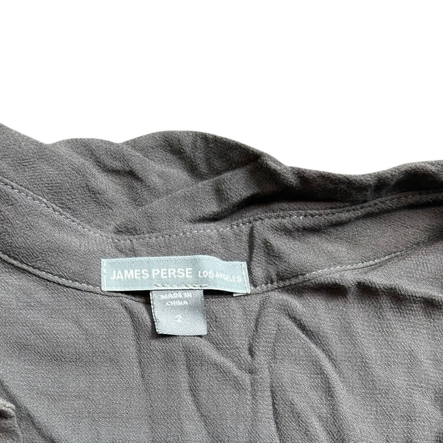 James Perse James Perse Grey Button Up Long Sleeve Top Size L / US 10 / IT 46 - 3 Thumbnail