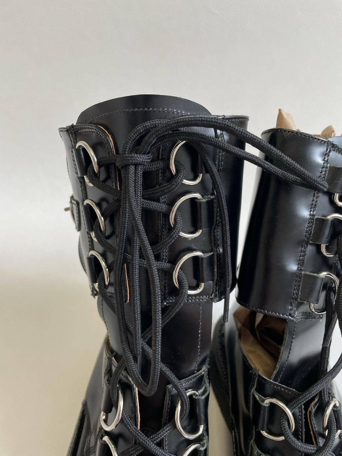 Comme des Garcons Black Leather Combat Boot Creepers Size US 9 / IT 39 - 7 Thumbnail