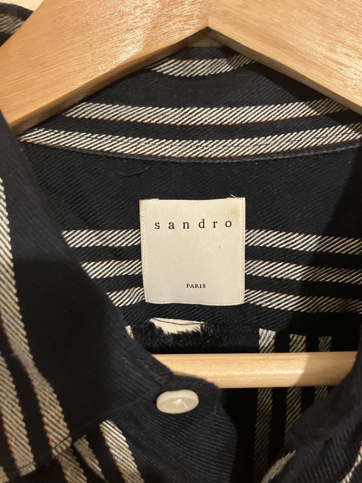 Sandro Viscose striped navy shirt Size US L / EU 52-54 / 3 - 2 Thumbnail