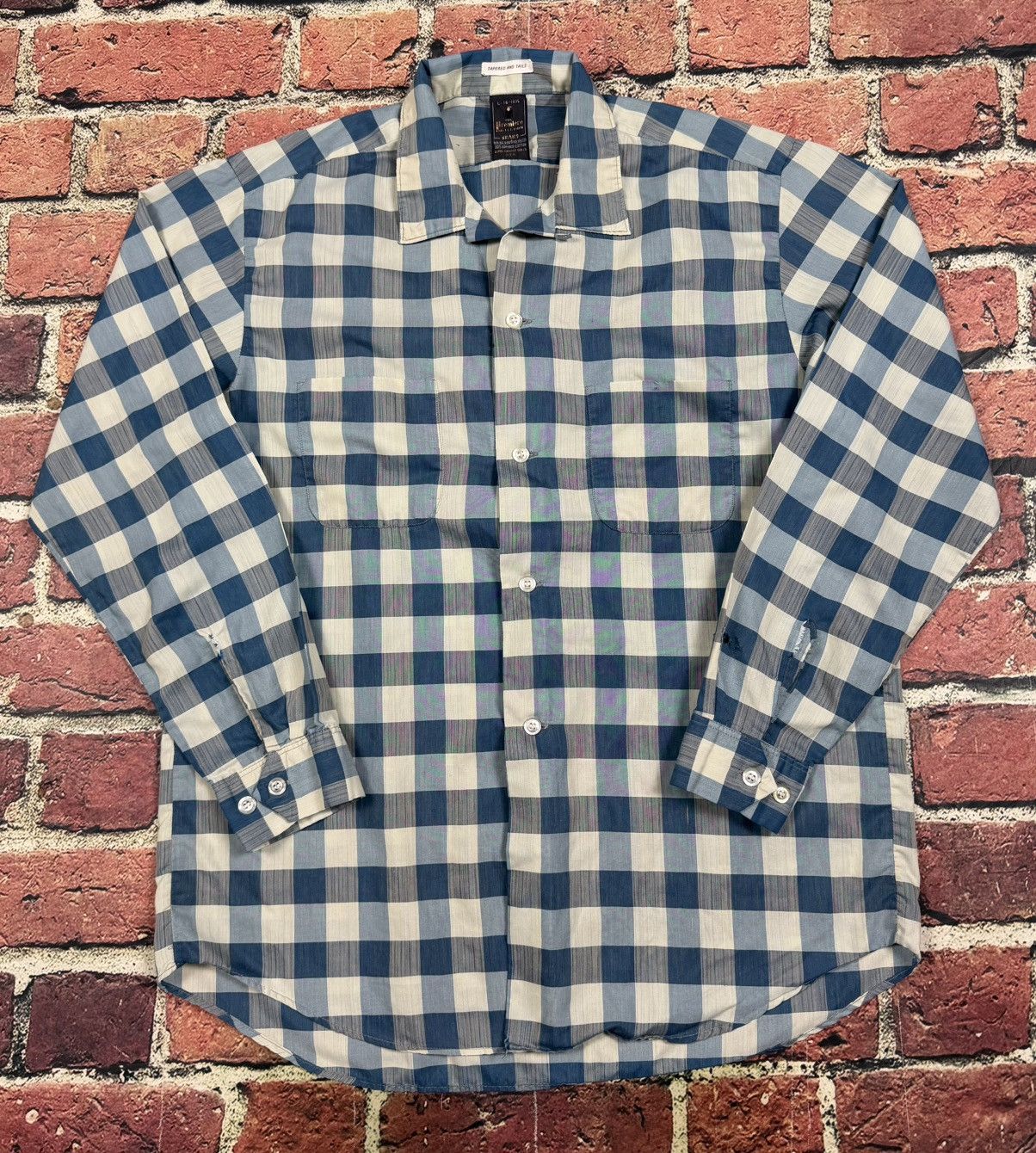 Sears Vintage 60s 70s Sears Premiere Loop Collar Plaid Shirt Size US L / EU 52-54 / 3 - 1 Thumbnail
