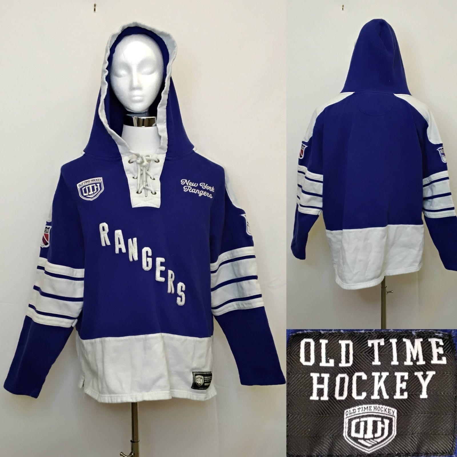 Other Old Time Hockey New York Rangers Hoodie Men XL Blue Applique Size US XL / EU 56 / 4 - 1 Thumbnail