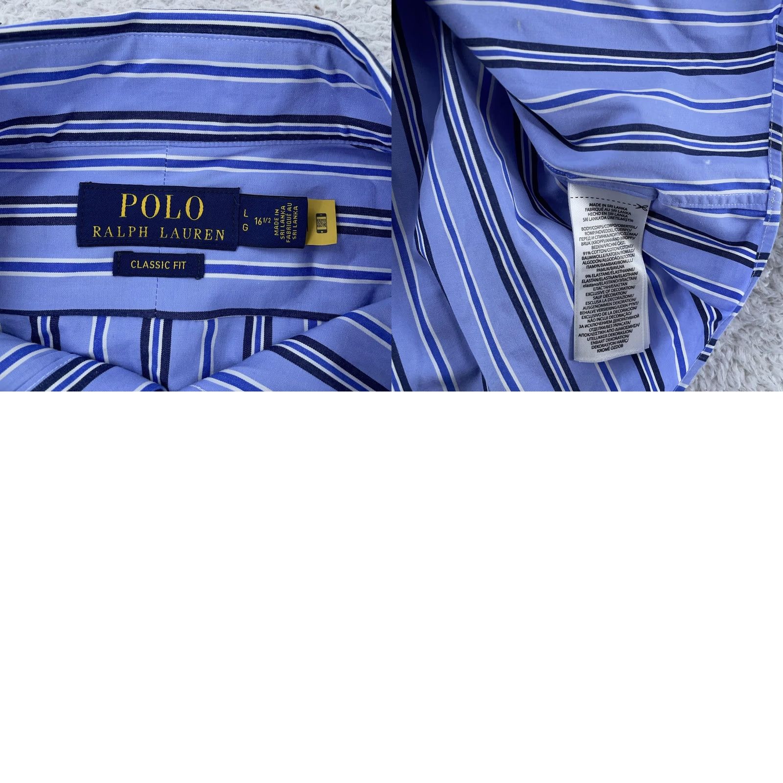 Polo Ralph Lauren Polo Ralph Lauren Shirt Mens Large 16.5 Blue Stripe Classic Fit Button Down Size US L / EU 52-54 / 3 - 8 Thumbnail