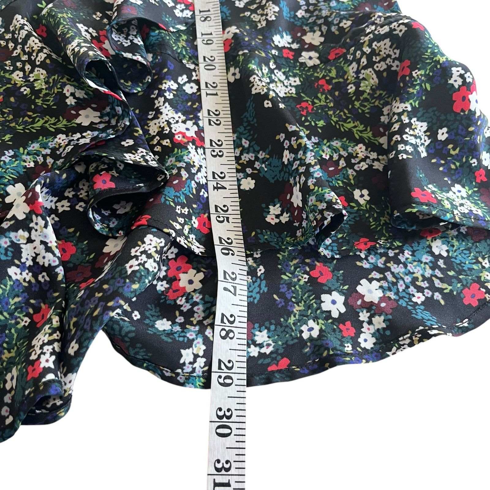 Rebecca Minkoff Rebecca Minkoff Zoe Black Floral Print Ruffled Wrap Skirt Size 36" / US 14 / IT 50 - 8 Thumbnail