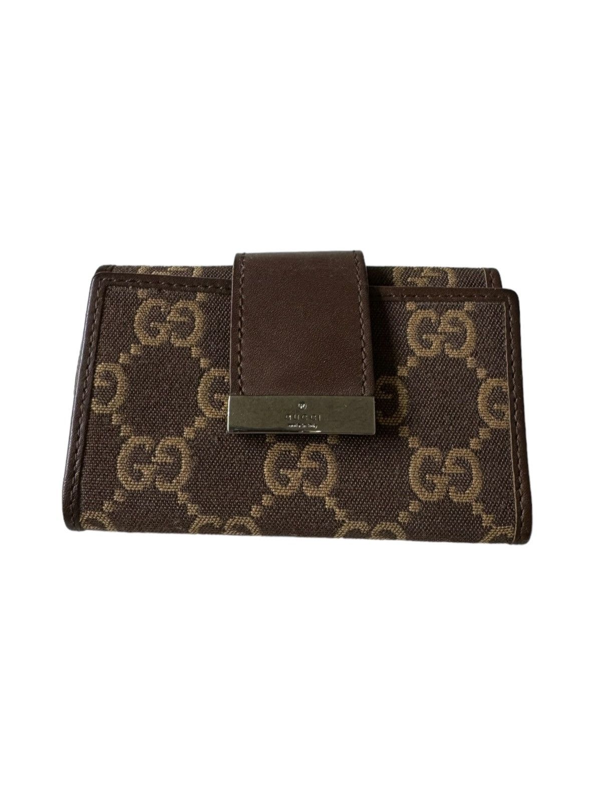 image of Gucci Monogram Canvas Key Case in Brown, Men's
