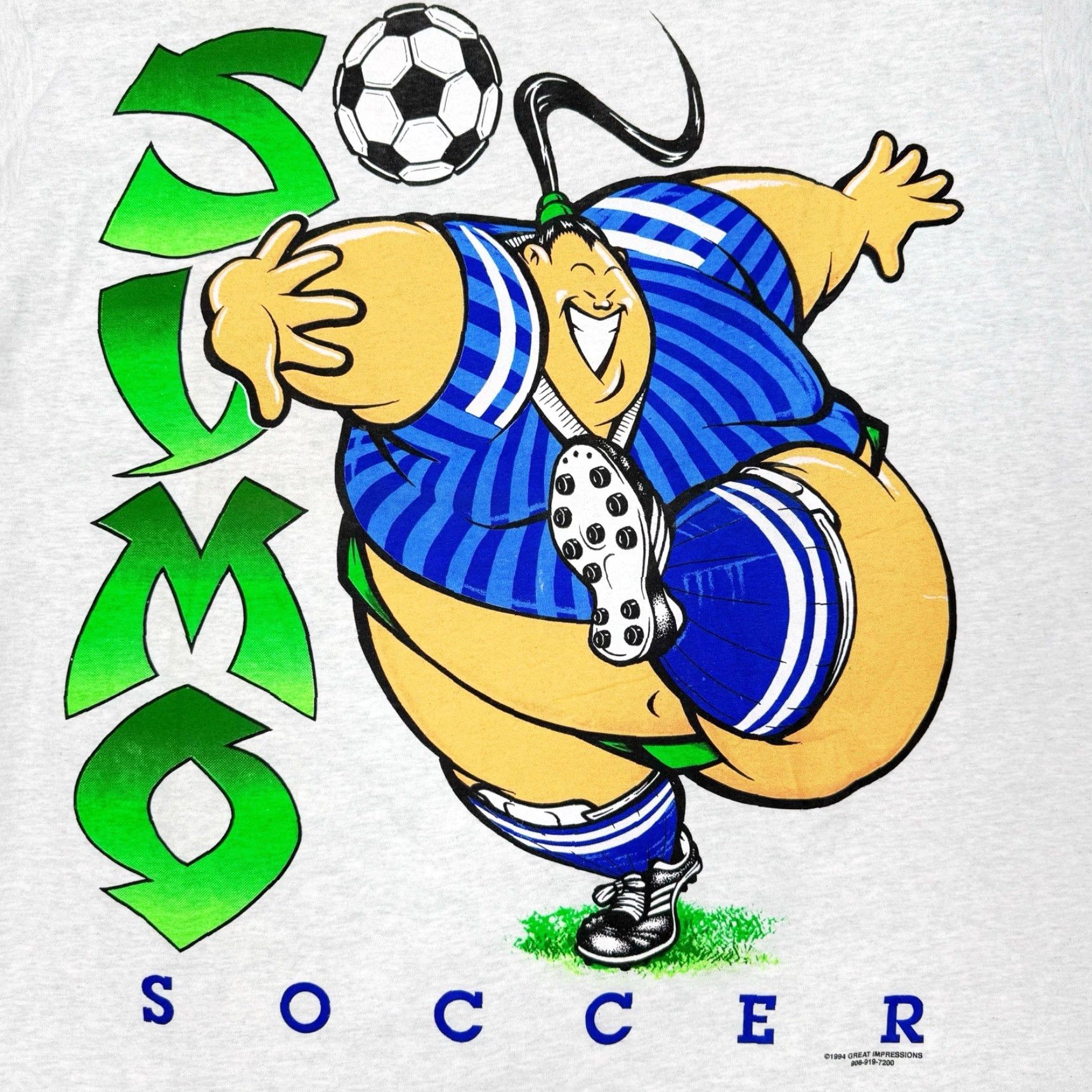 Fruit Of The Loom VINTAGE 1994 Rare NWT Fruit Of The Loom Grey SUMO SOCCER Graphic T Shirt Men’s XL Size US XL / EU 56 / 4 - 2 Thumbnail