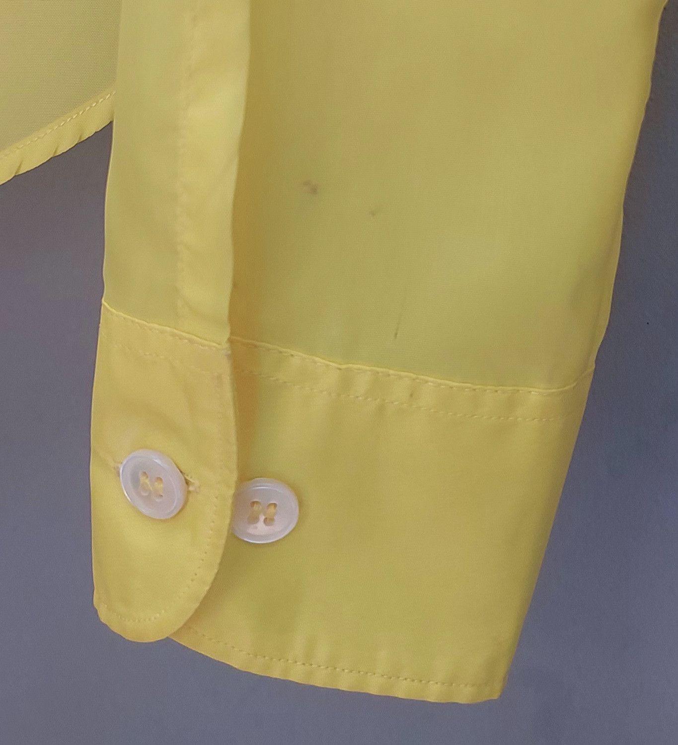 Helmut Lang Vintage Bright Yellow Sheer Shirt with Contrast Collar Size XS / US 0-2 / IT 36-38 - 12 Thumbnail