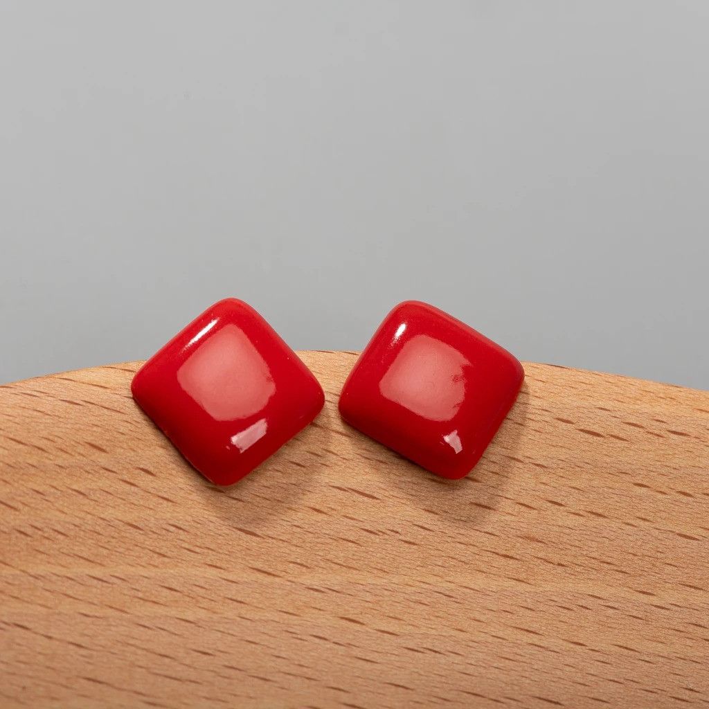 Jewelry Geometric Square Stud Earrings Ceramic Ear Gift For Her Size ONE SIZE - 1 Thumbnail