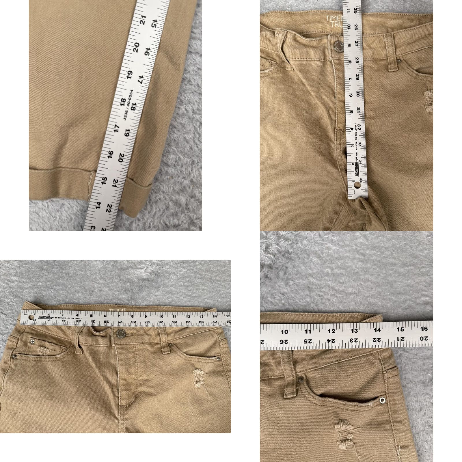 Vintage Time And Tru Pants Womens 6 Brown Mid Rise Cropped Chino Stretch Distressed Pockets Capris Casual Womens Size 28" / US 6 / IT 42 - 8 Thumbnail