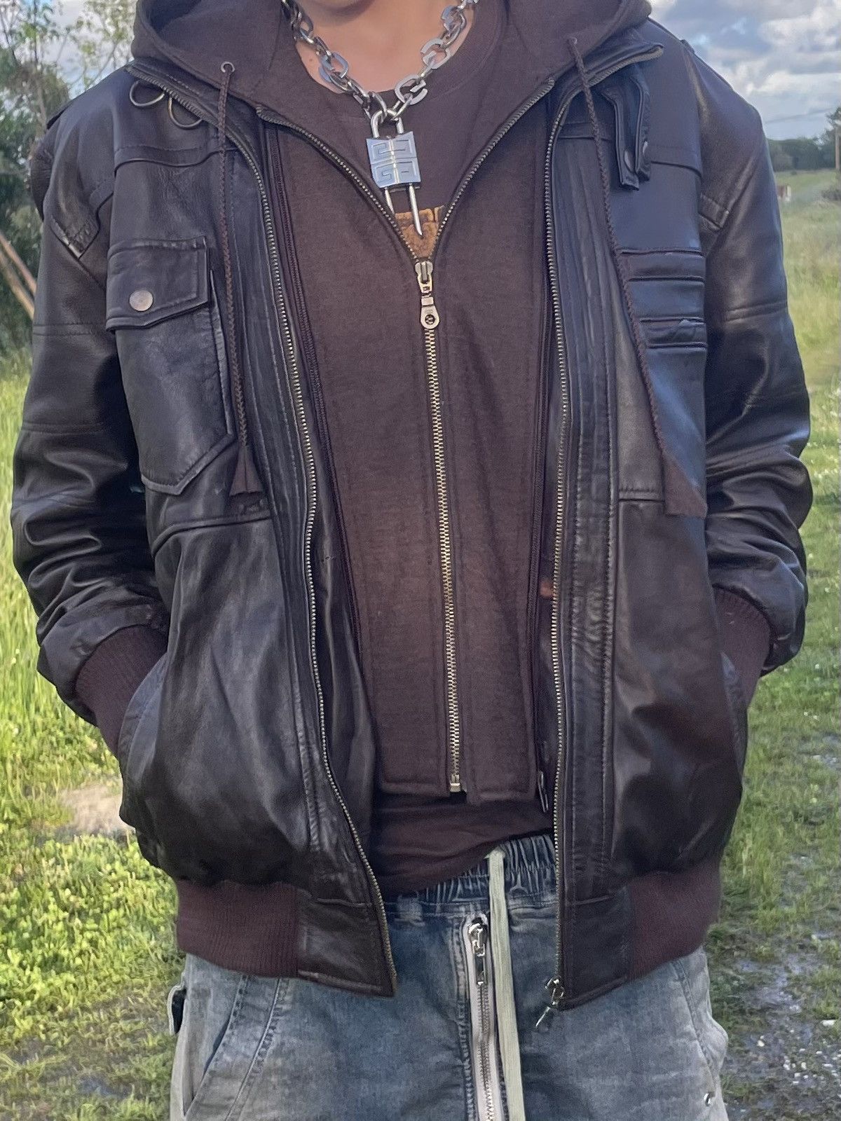 image of Vintage Leather Jacket in Brown, Men's (Size 2XL)