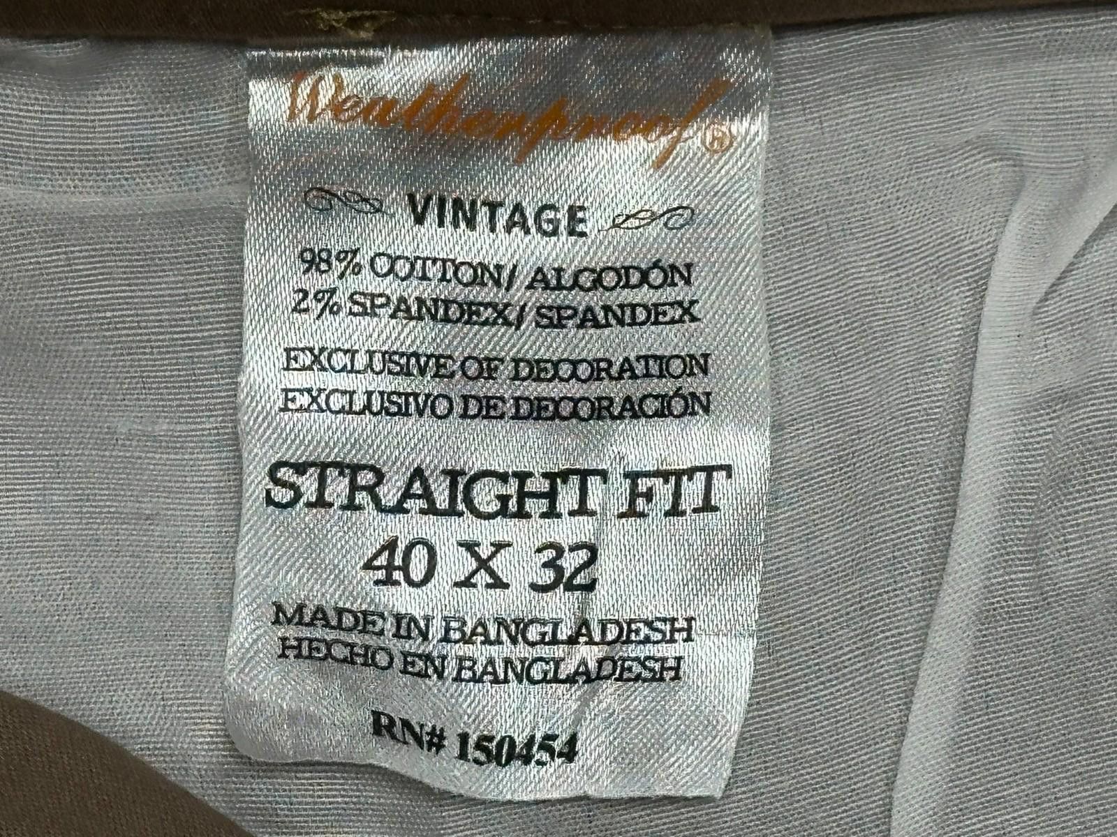 Weatherproof Weatherproof Vintage Cotton Straight Chinos Brown Mens 40/32 Size US 40 / EU 56 - 6 Thumbnail
