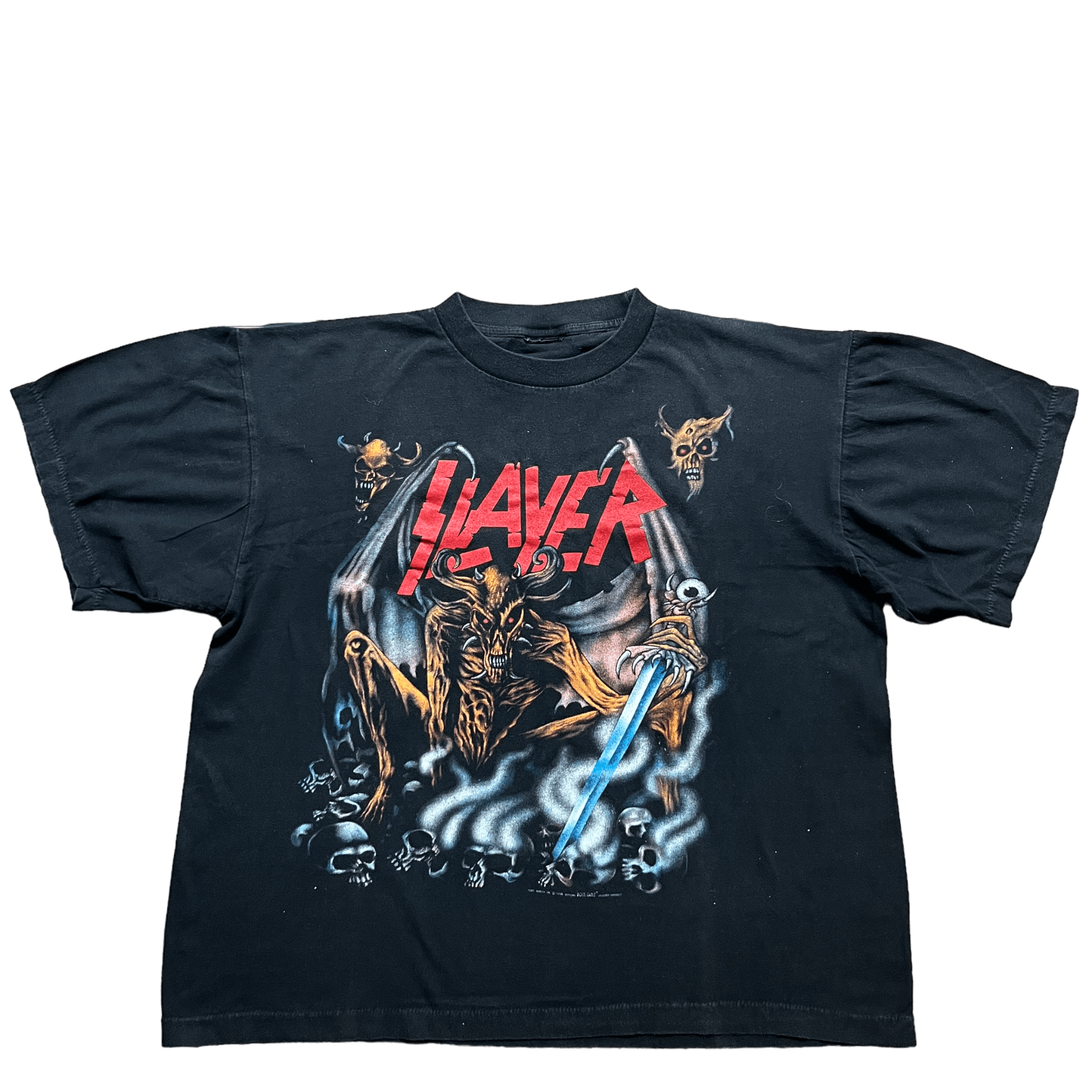 image of Vintage Slayer 1996 T-Shirt in Faded Black, Men's (Size XL)