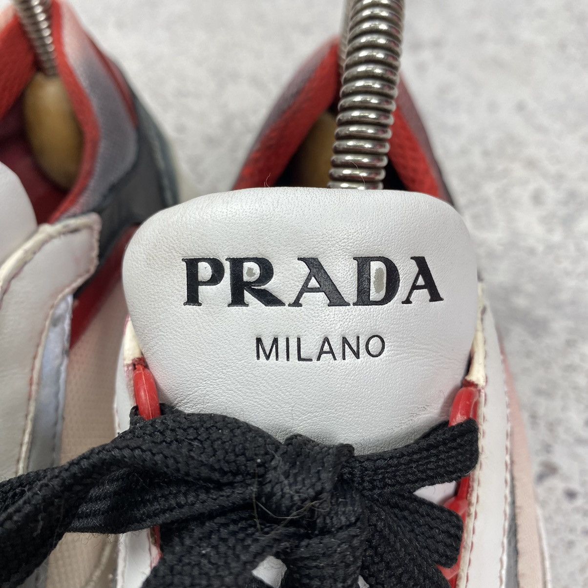 Authentic Prada Prax 01 White Leather Shoes 1E887L Sneakers