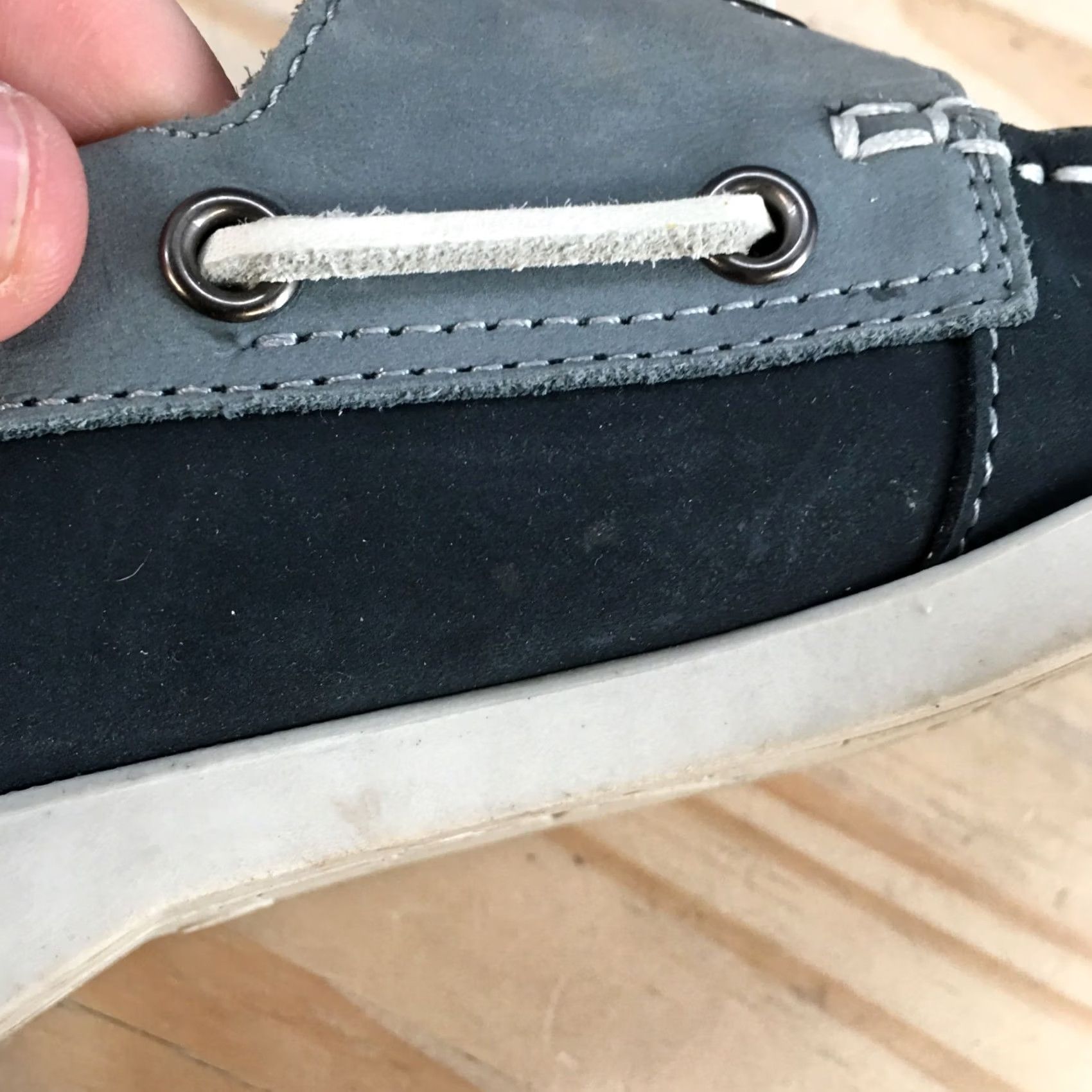 Vintage White Mountain Shoes Womens 7.5M Boat Blue Leather Lace Up Low Top Casual Flats Shoes Size M / US 6-8 / IT 42-44 - 6 Thumbnail