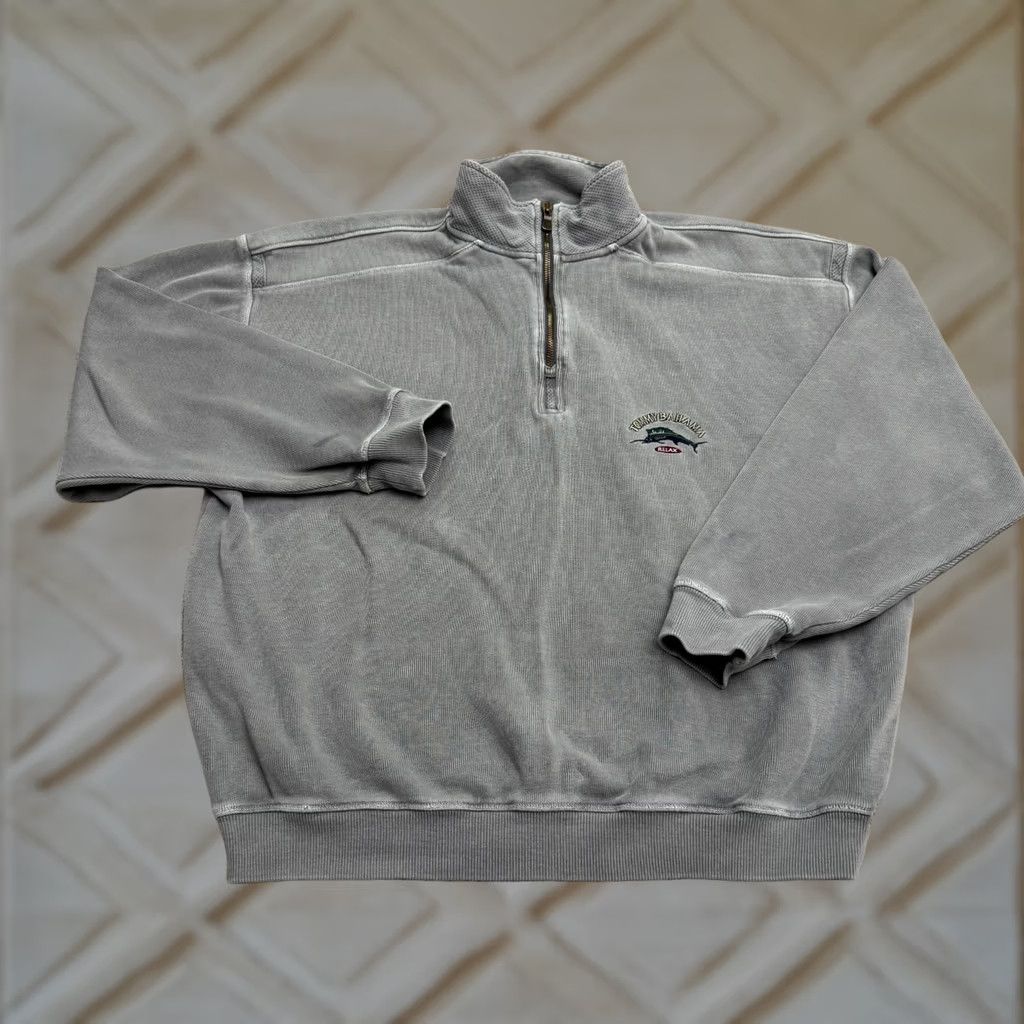 Tommy Bahama Tommy Bahama Sweatshirt Mens Large Gray 1/2 Zip Pullover Cotton Regular Fit Outdoor Sports Athleisure Size US L / EU 52-54 / 3 - 1 Thumbnail
