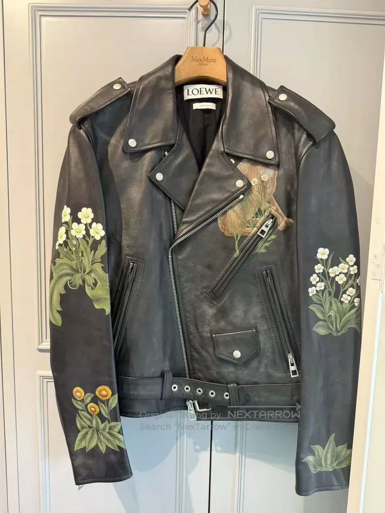 Loewe Loewe Vintage Distressed Leather Printed Leather Jacket Size US S / EU 44-46 / 1 - 1 Thumbnail