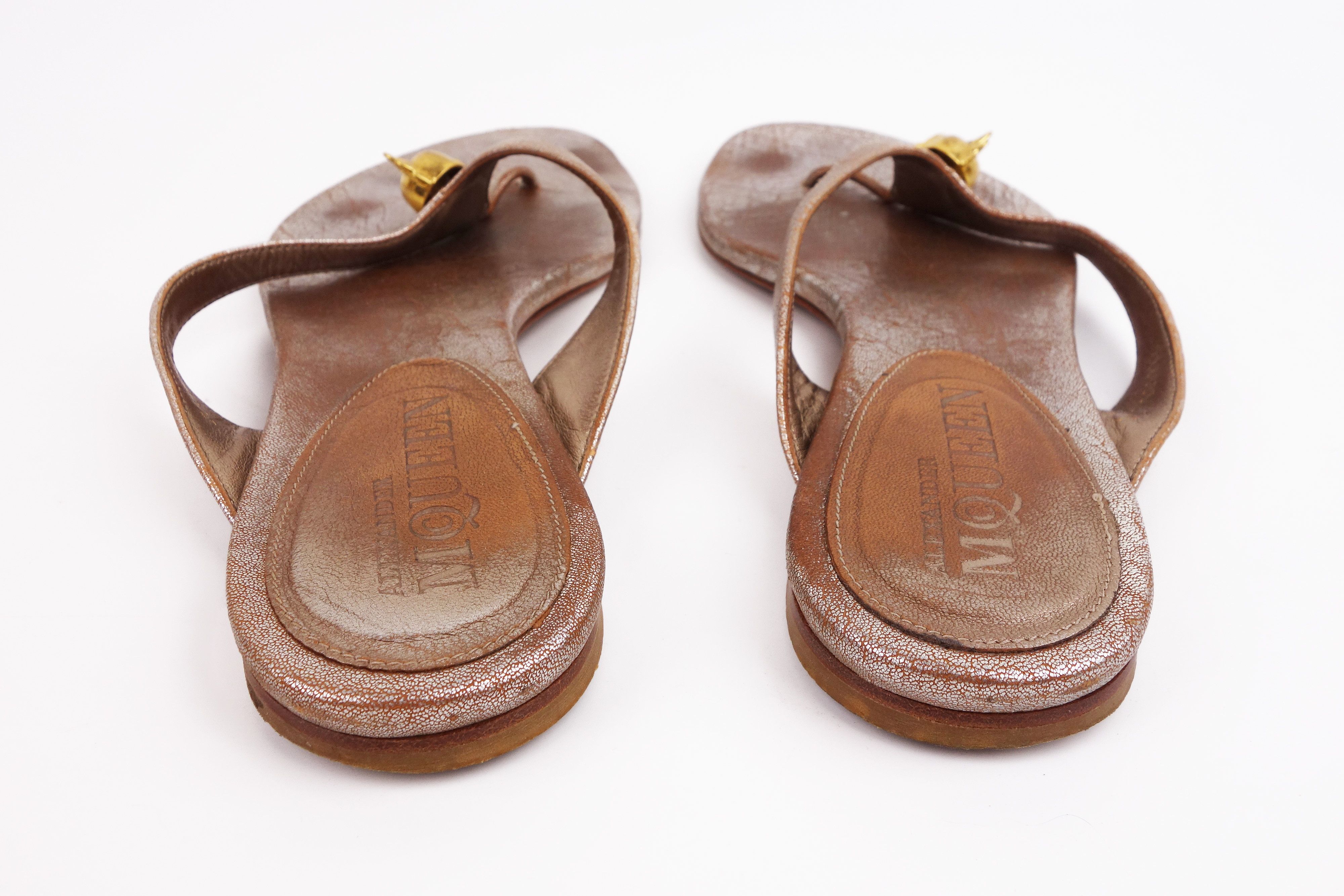 Alexander McQueen McQueen Skull Thong Sandals Flip Flop Crystals Leather 8 Size US 8 / IT 38 - 5 Thumbnail