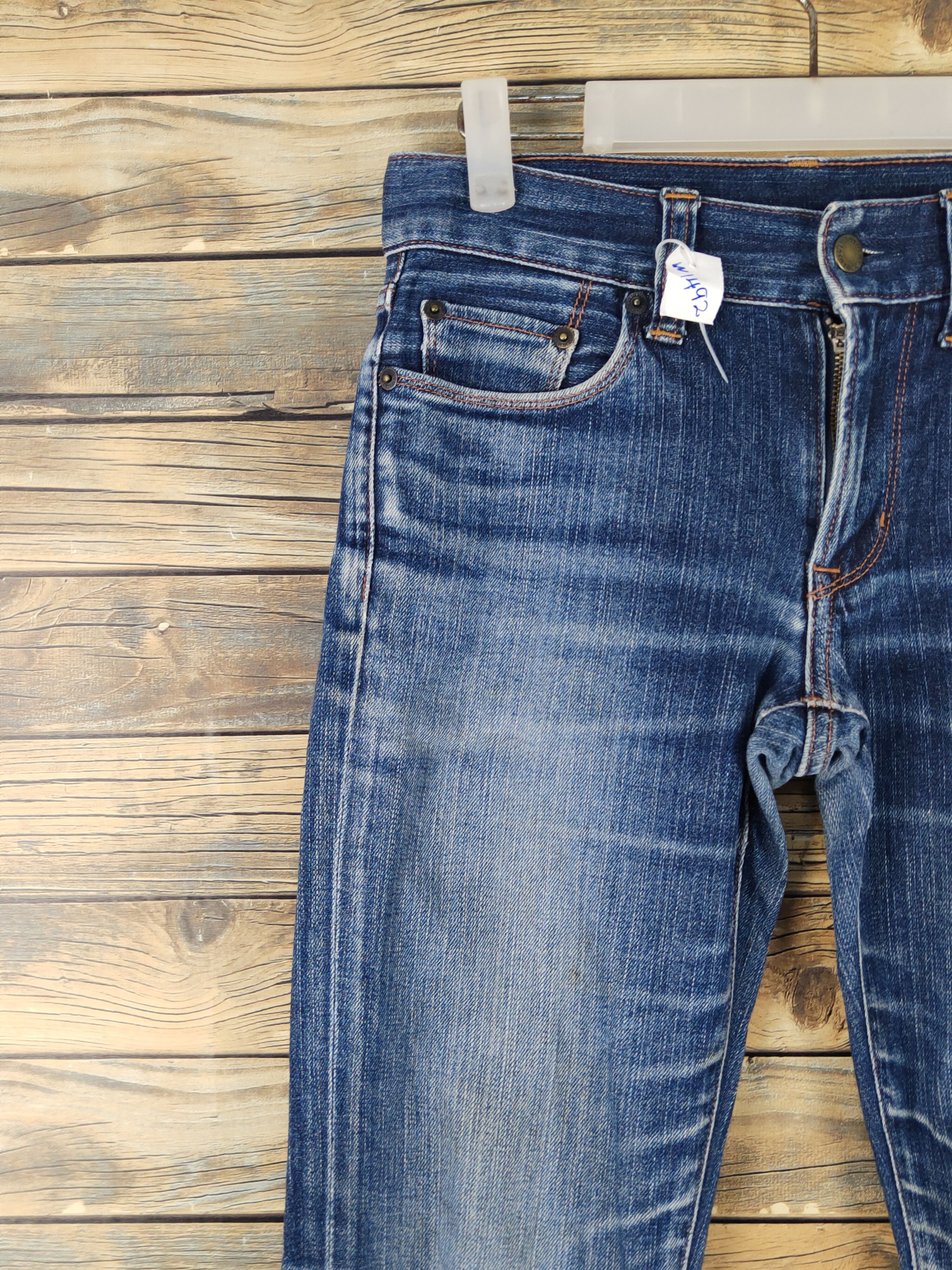 Japanese Brand Uniqlo Dark Blue Distressed Ripped denim Jeans #W1492 Size US 29 - 3 Thumbnail