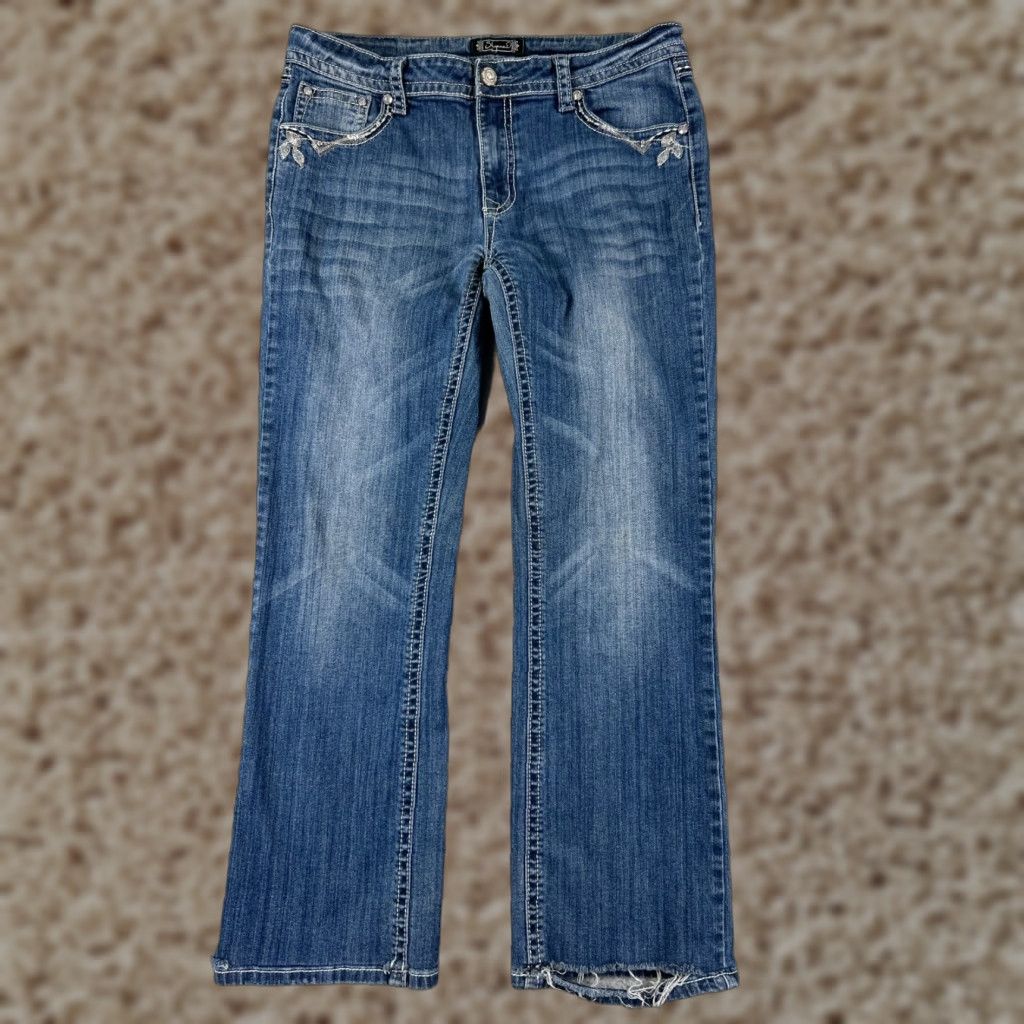 Vintage Shyanne Denim Jeans 33 Blue Bootcut Women’s Jeans Embellished Sequin Bling Embroidered 5-Pocket Size 24" / US 00 / IT 34 - 1 Thumbnail