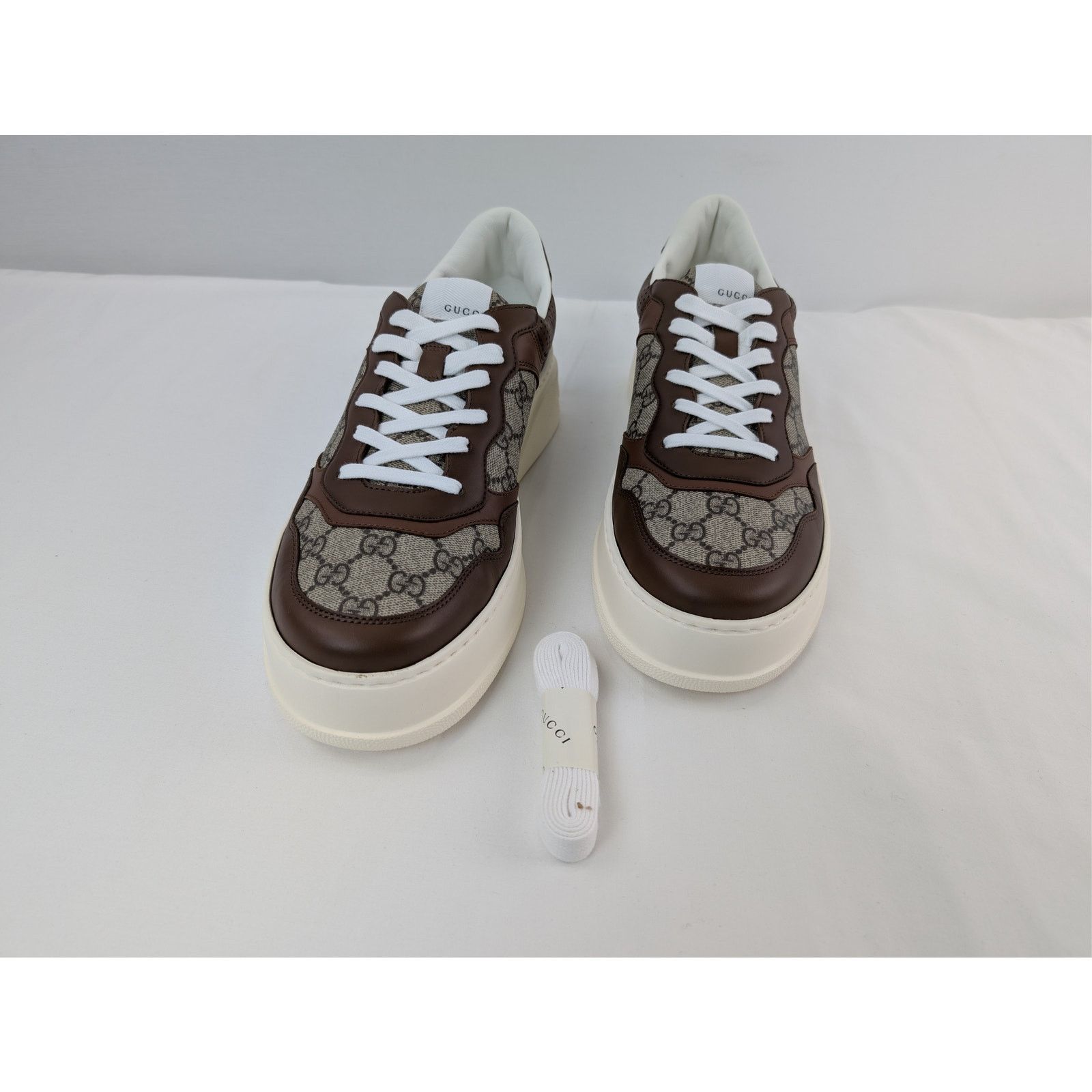Gucci o1rshd1 GG Supreme leather-trimmed chunky sneakers in Brown Size US 12.5 / EU 45-46 - 8 Thumbnail