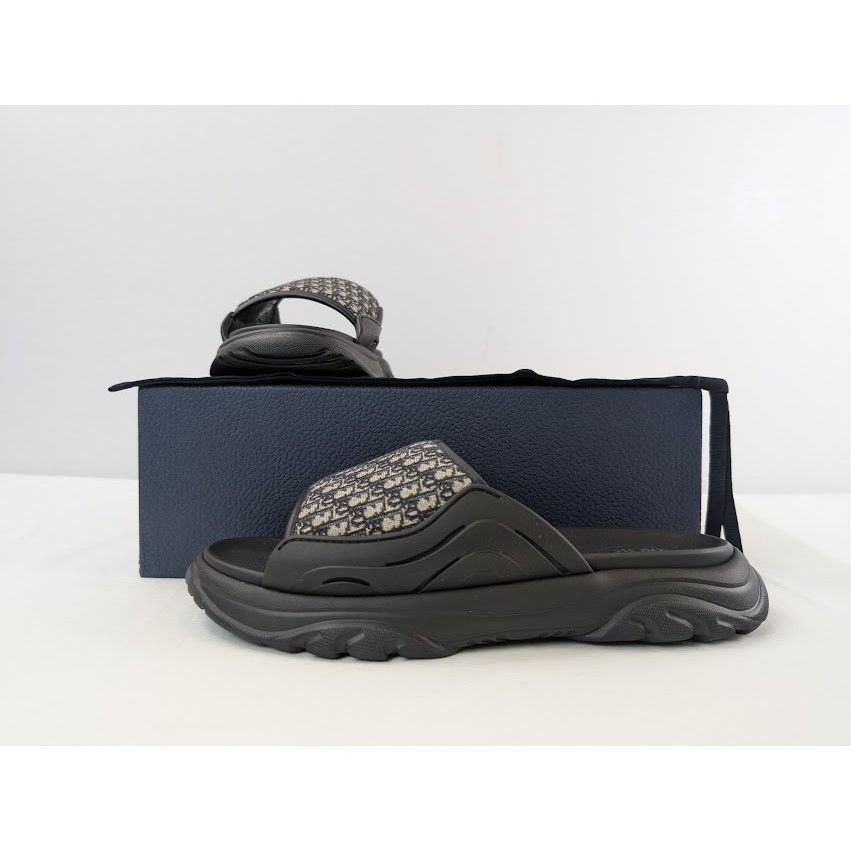 Dior o1rshd1 H-Town Single Band Slipper Sandal in Black / Beige Size US 8 / EU 41 - 21 Thumbnail