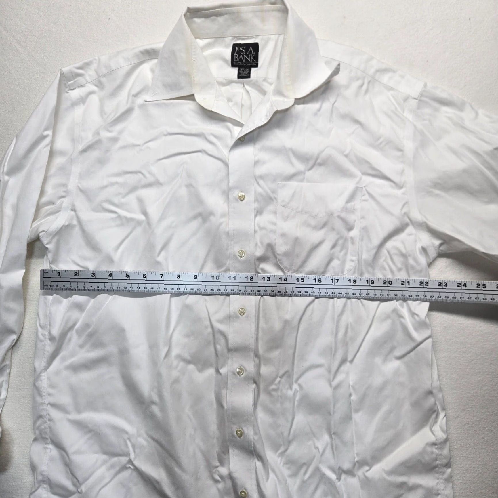 Jos. A. Bank VINTAGE Jos A Bank White Dress Shirt Men 100% Cotton Long Sleeve Size 16.5 Mens Size 42R - 3 Thumbnail