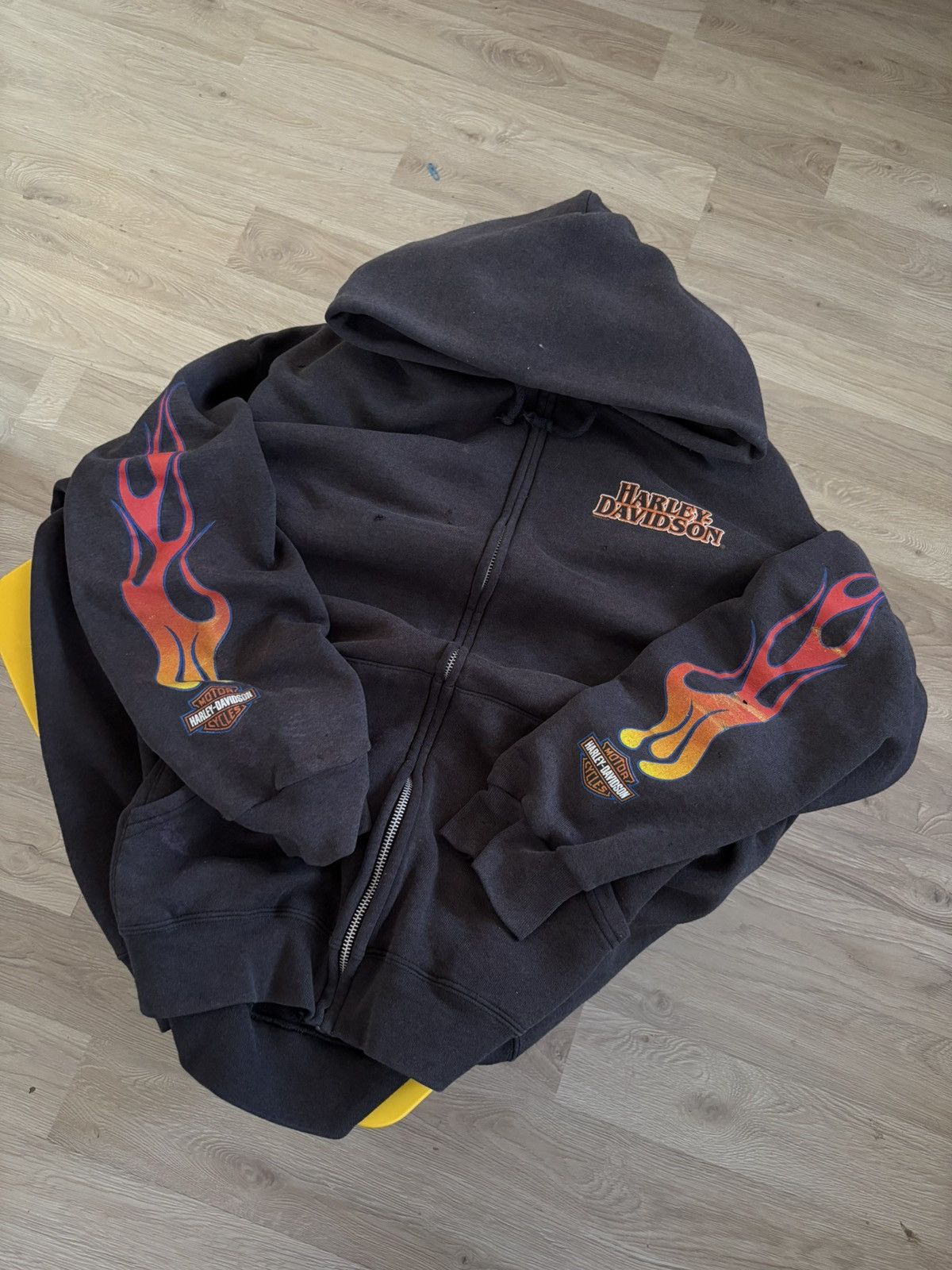 Harley Davidson Harley Davidson Flame Distressed Zip Hoodie Size US XL / EU 56 / 4 - 4 Thumbnail