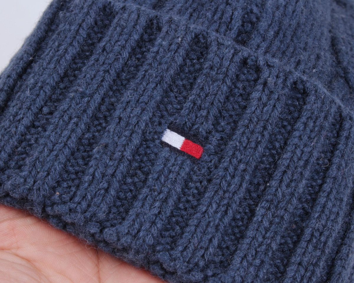 Tommy Hilfiger × Vintage TOMMY HILFIGER Wool Cable Knit Logo Embroidered Beanie Hat Size ONE SIZE - 2 Thumbnail