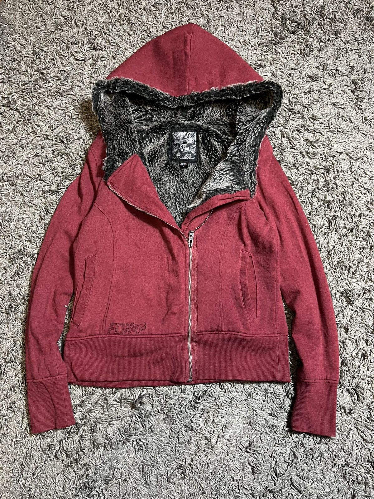 Fox Racing Fox Racing Vintage Rock Emo Punk Y2K Faux Fur Zip Hoodie Size L / US 10 / IT 46 - 1 Thumbnail