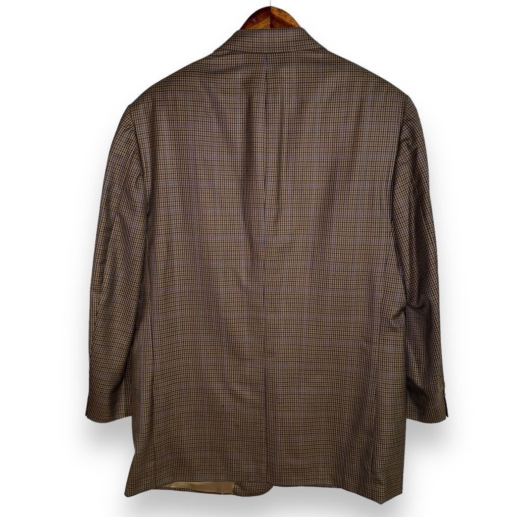 Samuelsohn Samuelsohn Brown & Navy Windowpane Super 100s Sport Coat 42R Size 42R - 10 Thumbnail