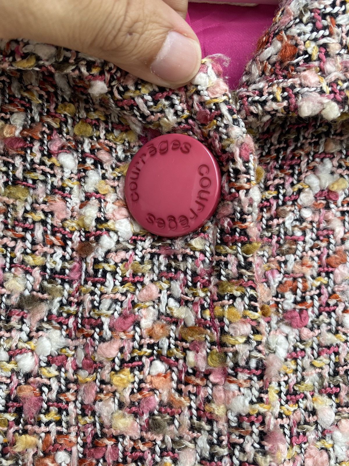 Courreges Vtg 90s Courreges tweed coat jacket button up Size XS / US 0-2 / IT 36-38 - 2 Thumbnail