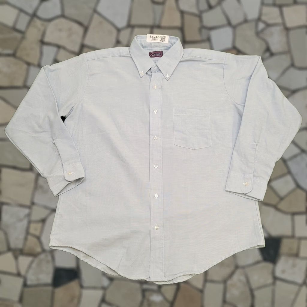 Vintage VINTAGE 90s Preppy MOD Button-Up Shirt M/L Baggy Long-Tails 24x30 Blue Shirt Mens Size US M / EU 48-50 / 2 - 1 Thumbnail