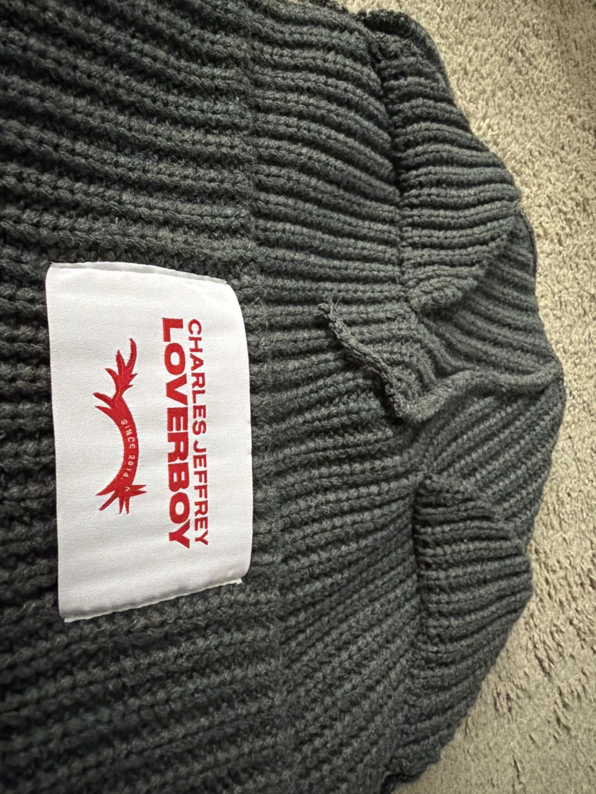 Charles Jeffrey LOVERBOY Charles Jeffrey Loverboy Gray Supersized Chunky Ears beanie Size ONE SIZE - 3 Thumbnail