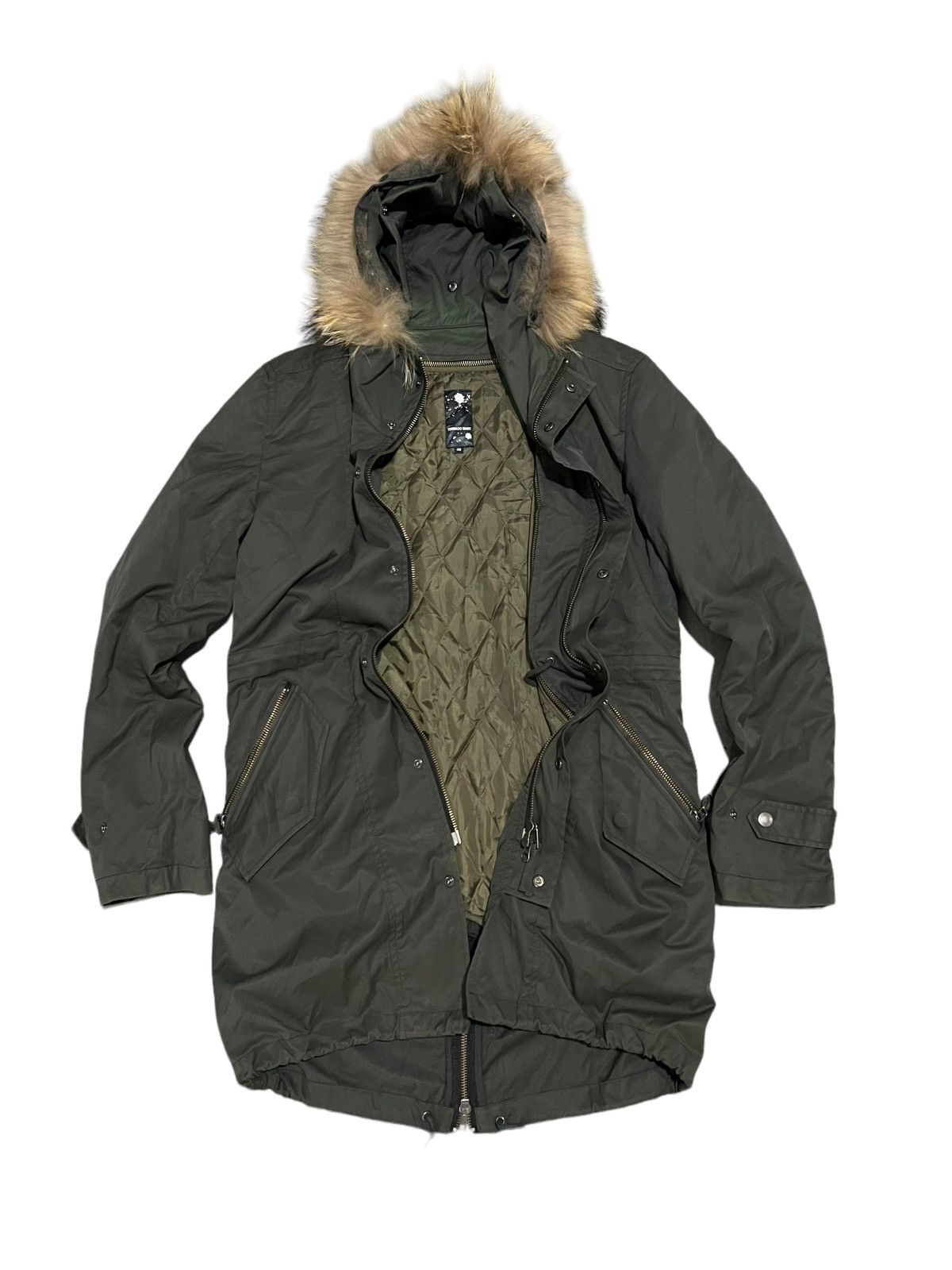 image of If Six Was Nine x Le Grande Bleu L G B Tornado Mart Raccoon Fur Parka Fish Tail Parka in Khaki Gree