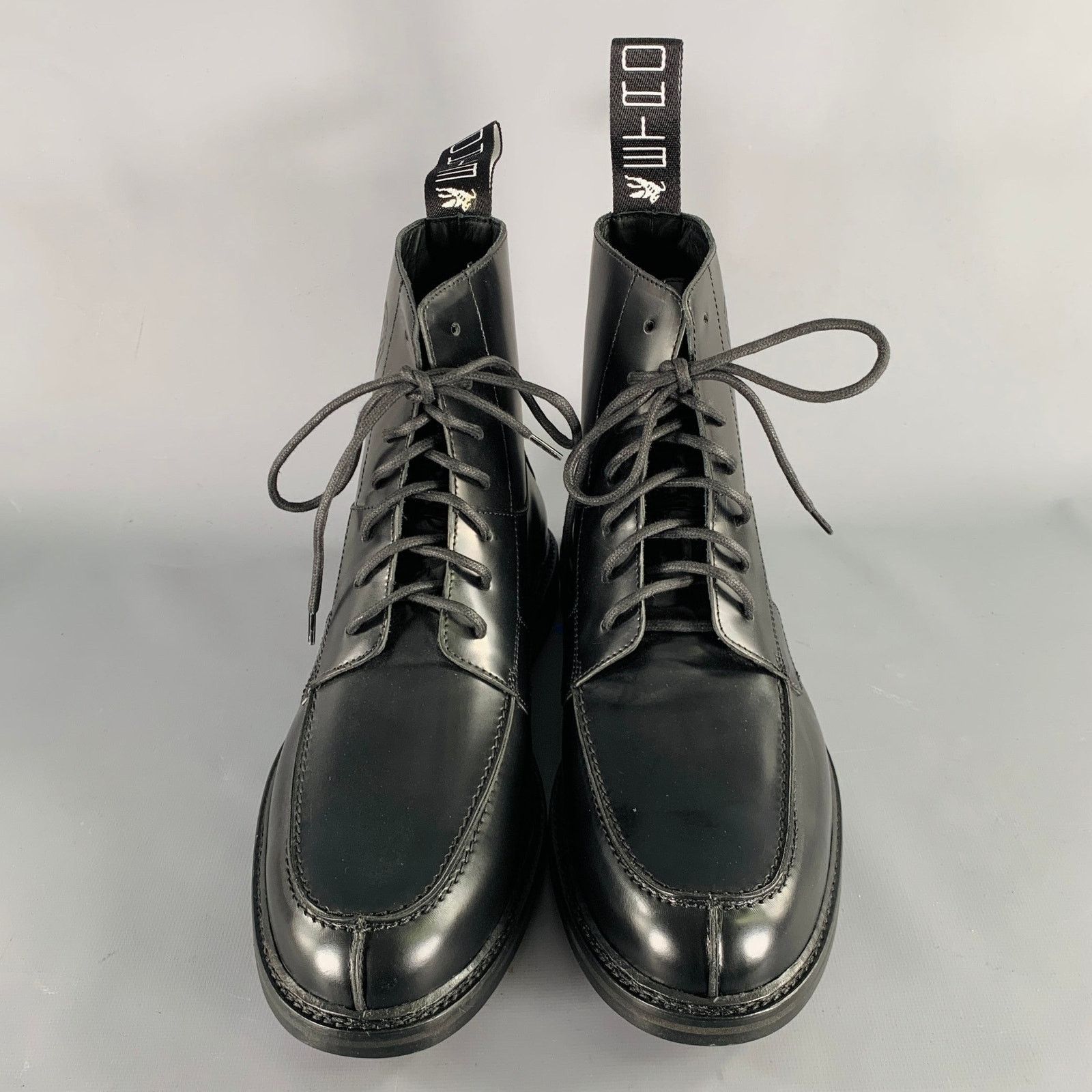 Etro ETRO Size 12 Black Leather Pixel Art Lace-Up Boots Size US 12 / EU 45 - 5 Thumbnail