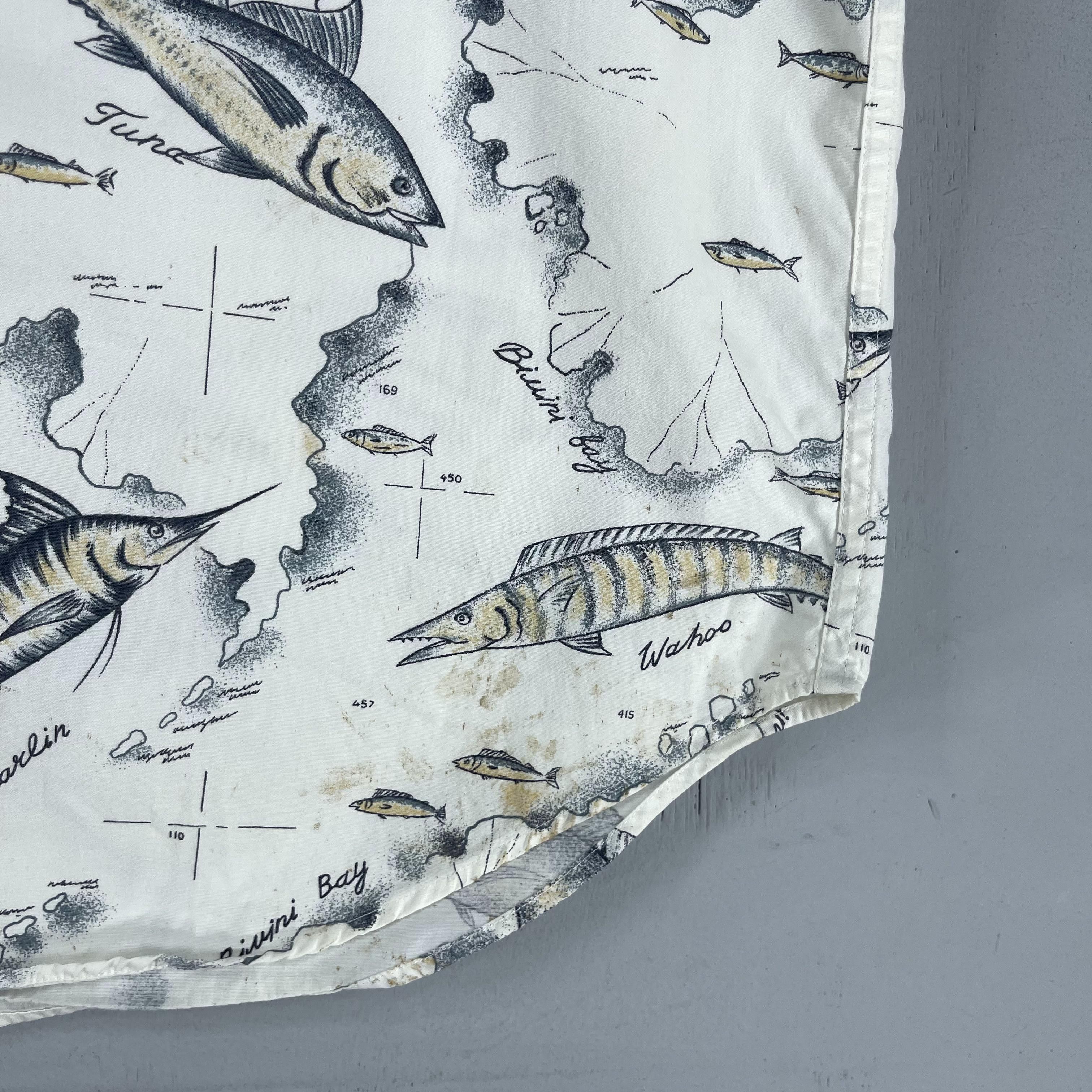 Other Vintage Y2K Hawaiian Deep Ocean Fish Printed Shirt Button Up Size US XL / EU 56 / 4 - 8 Thumbnail