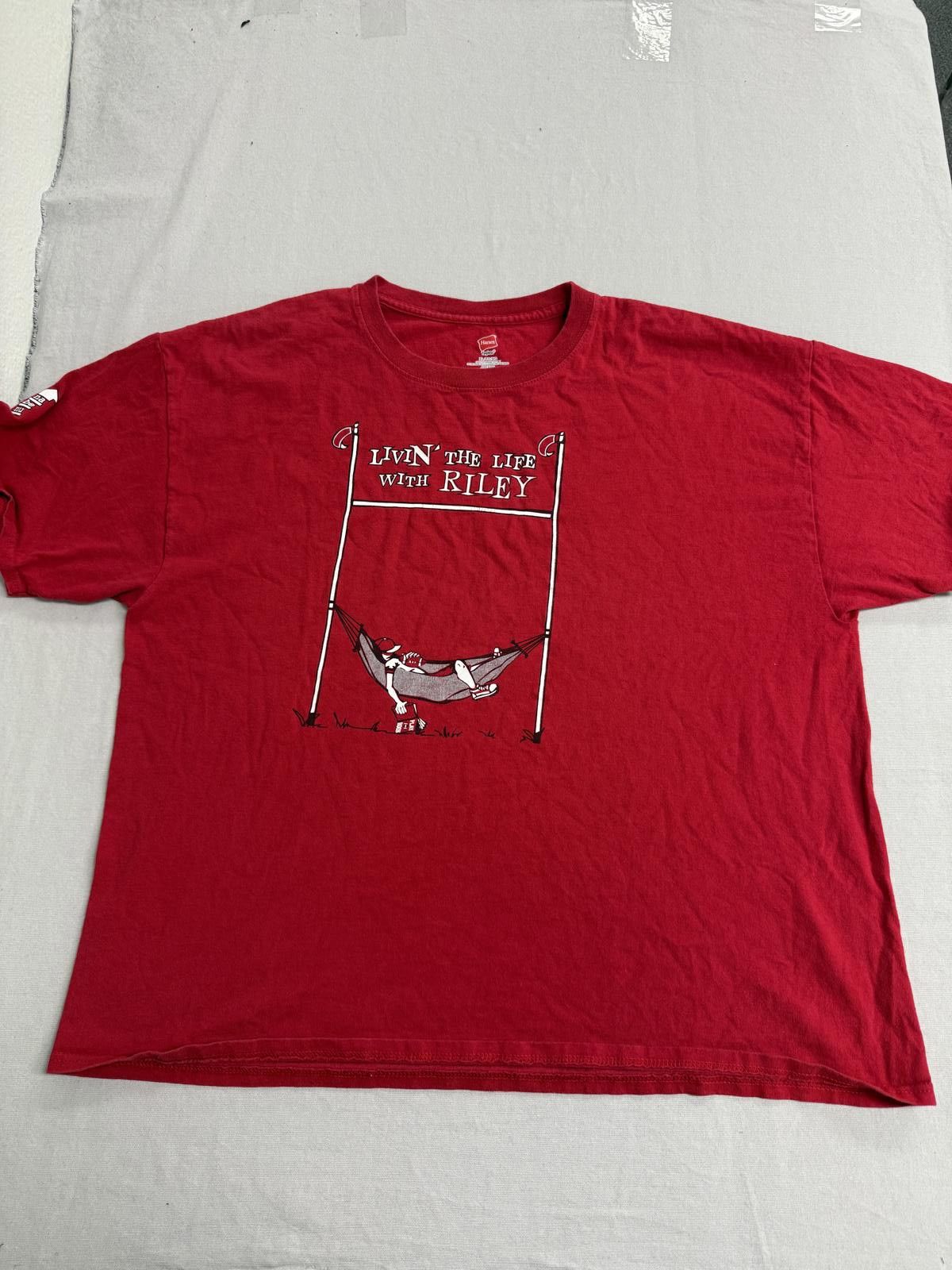 Hanes Y2k Football T-shirt Livin the Life With Riley Tshirt NaBeNu Size US XL / EU 56 / 4 - 1 Thumbnail